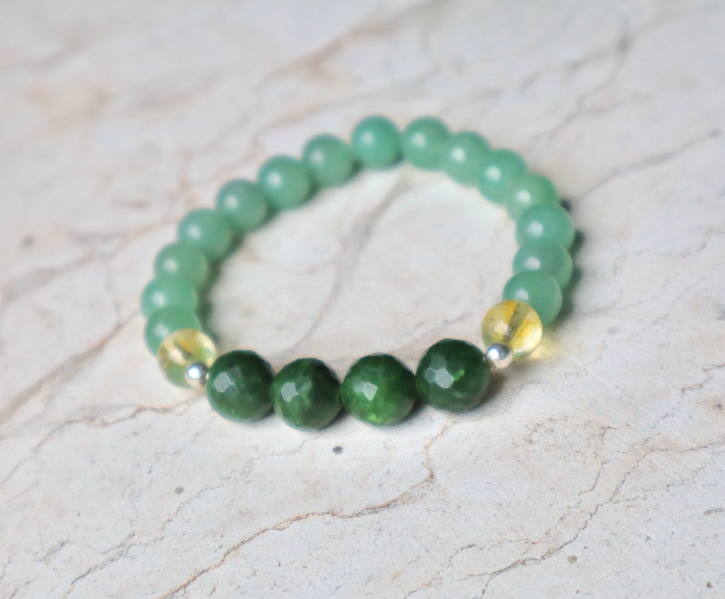 Citrine, Green Jade, & Aventurine Bracelet