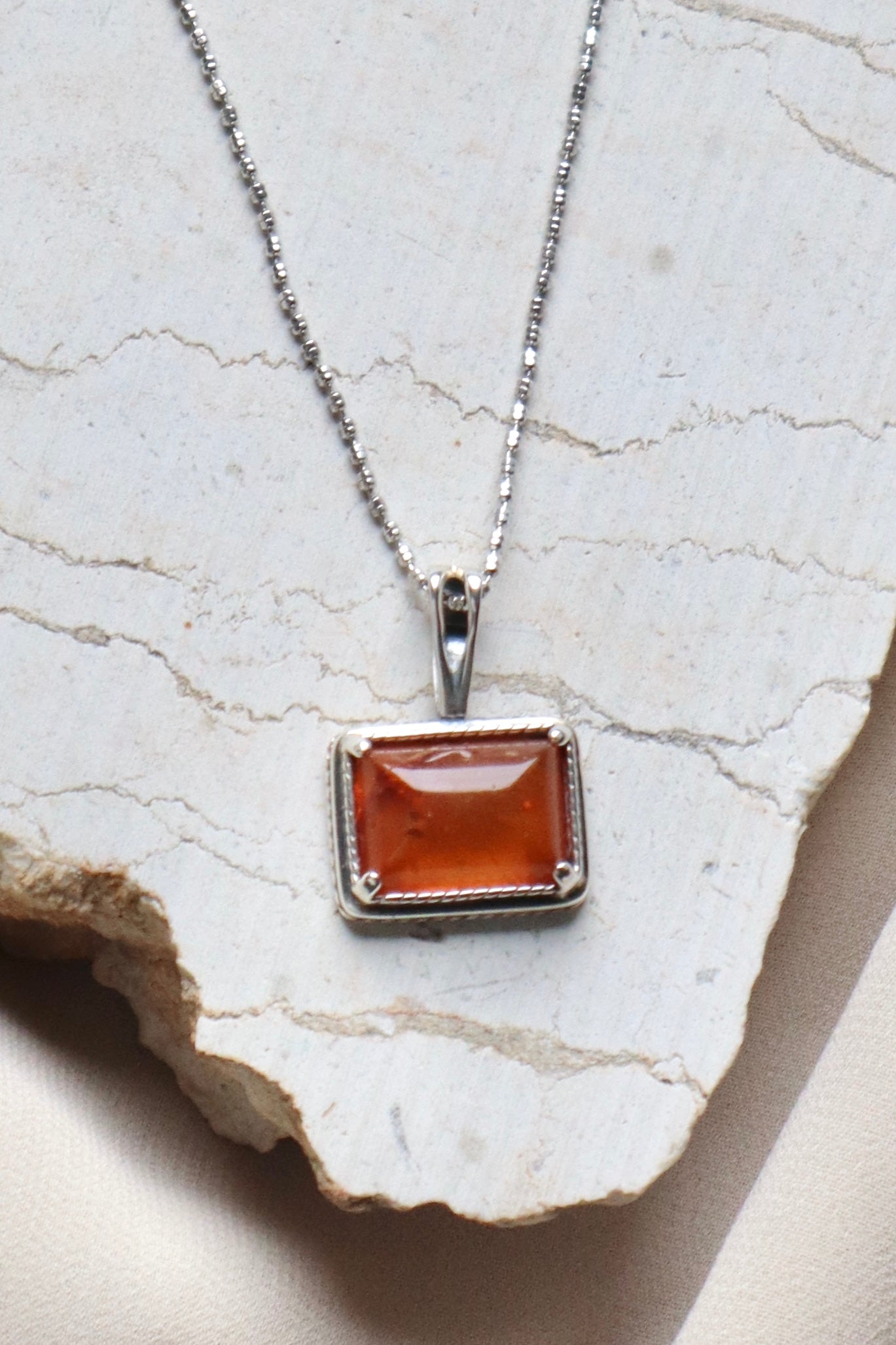 Amber with 925 Sterling Silver Pain Relief & Anxiety Reduction Necklace