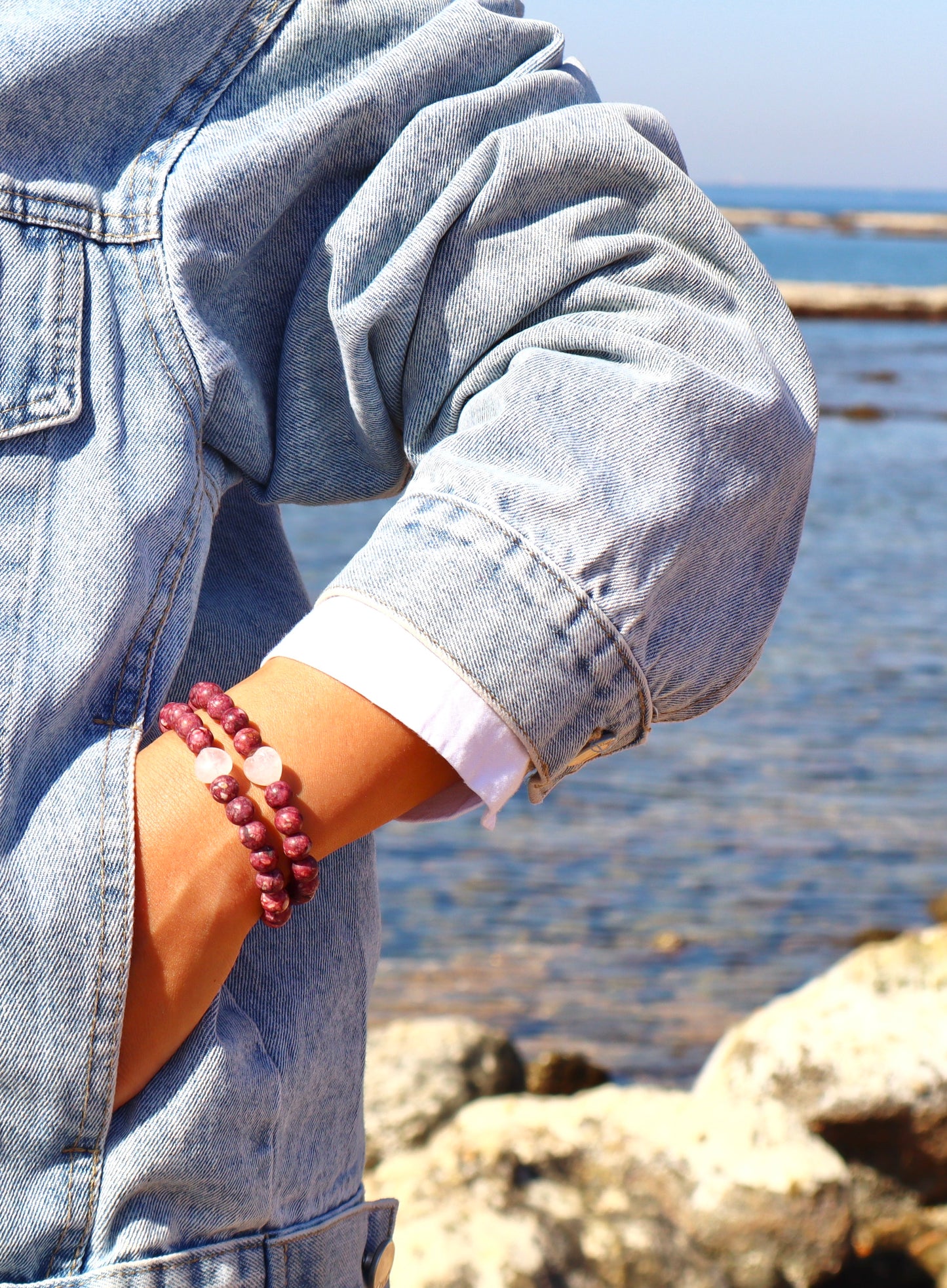Pink Jasper & Rose Quartz Emotional Love Being & Stability Bracelet