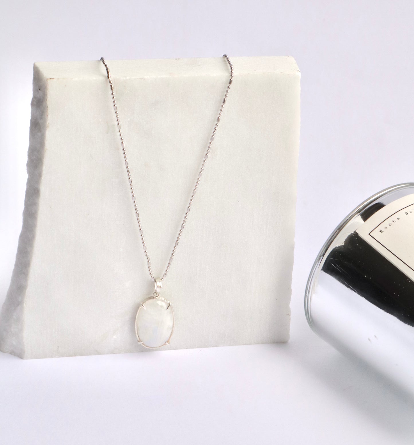 Rainbow Moonstone with 925 Sterling Silver Soothing Necklace