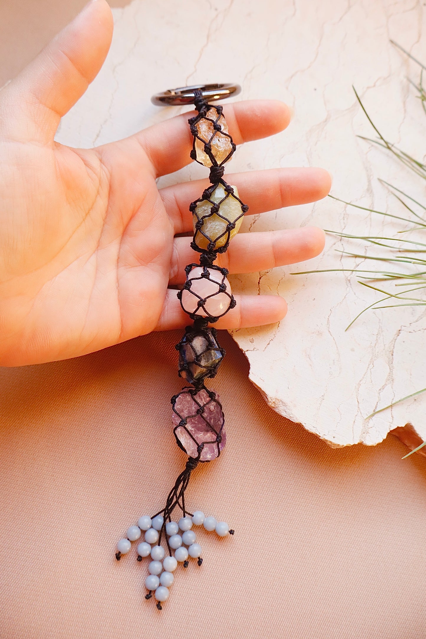 Multi-Gemstones Positive Ride Car Mirror Charm