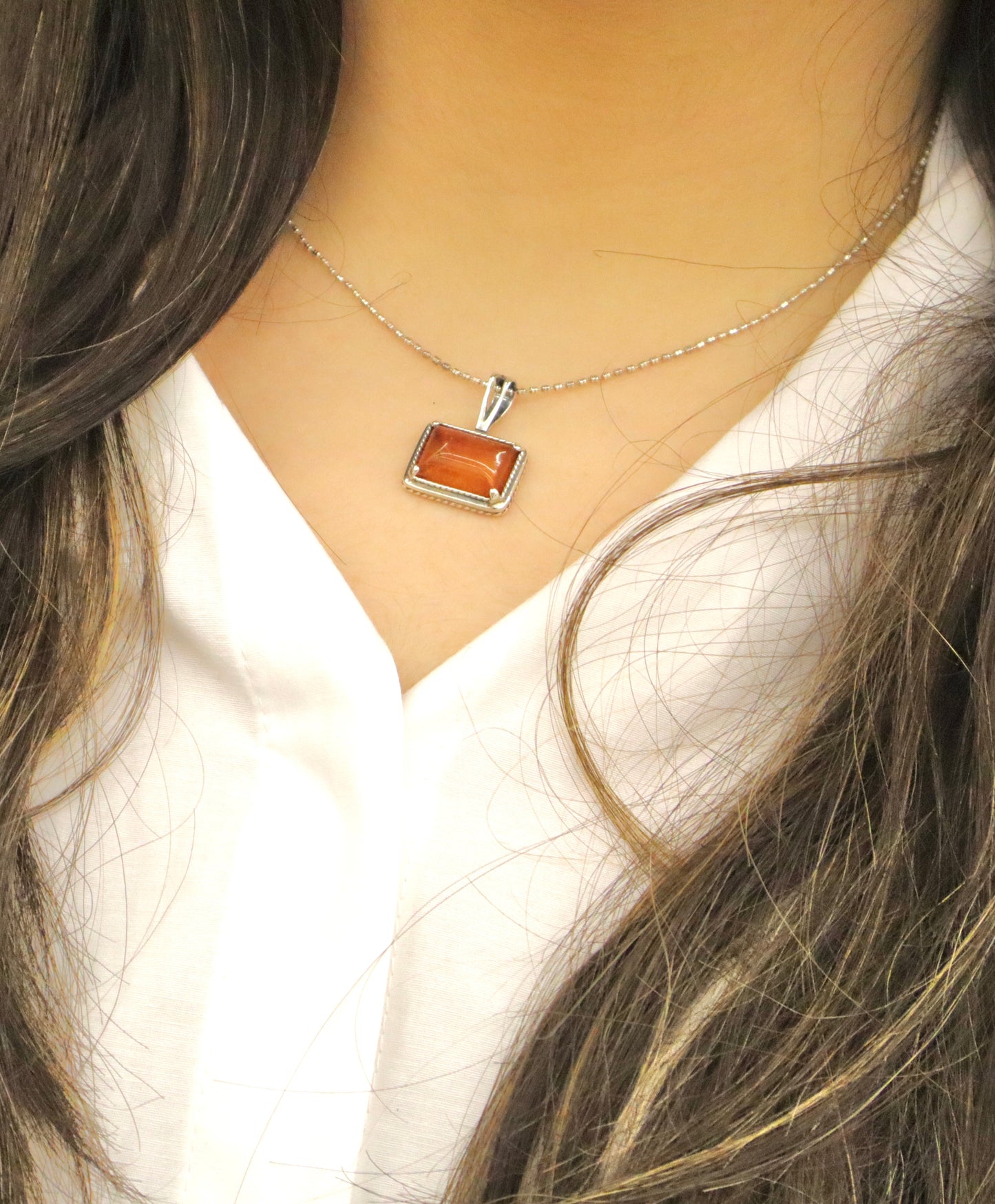Amber with 925 Sterling Silver Pain Relief & Anxiety Reduction Necklace
