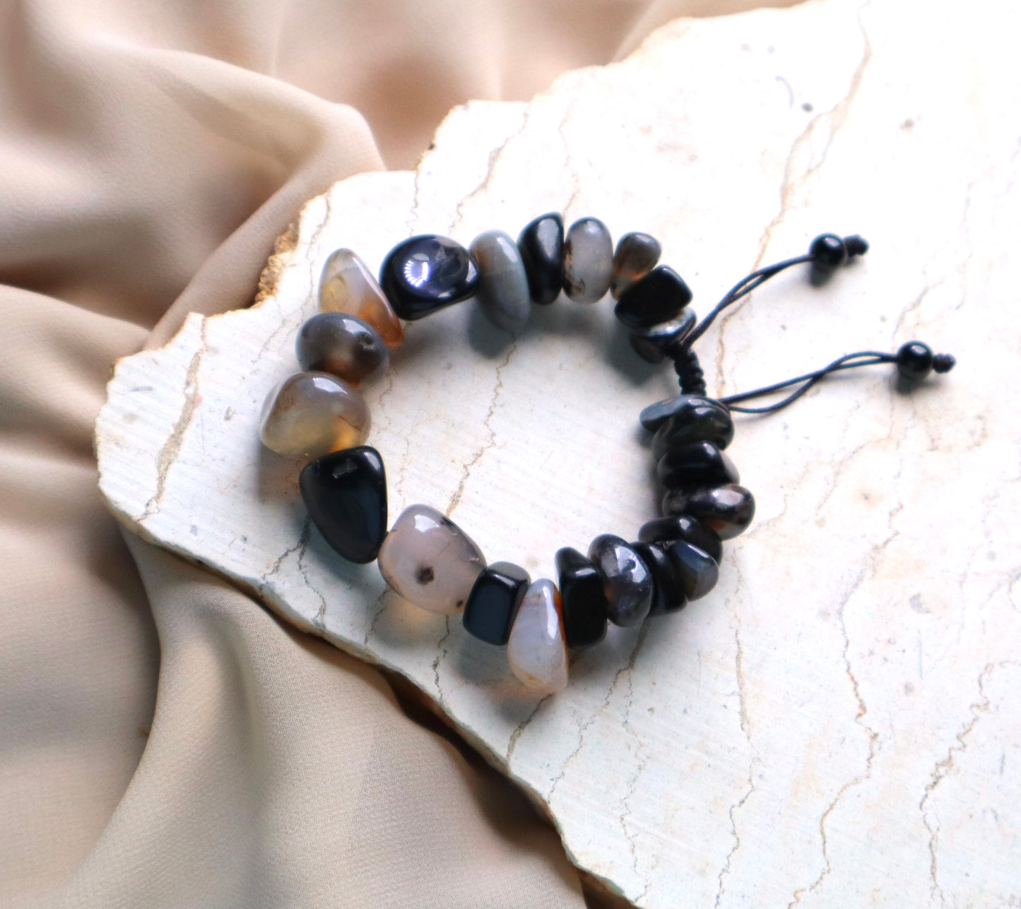 Black & Green Agate, Carnelian, Yellow Jasper, & Clear Quartz Mix Of Breathtaking Stones Bracelet