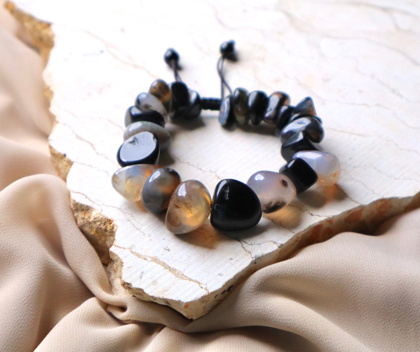 Black & Green Agate, Carnelian, Yellow Jasper, & Clear Quartz Mix Of Breathtaking Stones Bracelet