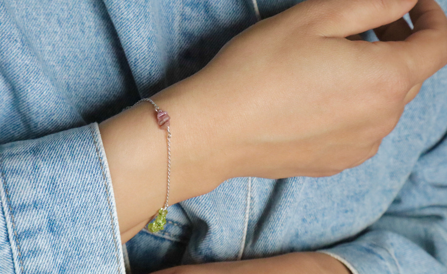 Peridot, Tanzanite, Watermelon Tourmaline, Moonstones, & Super Healer Bracelet