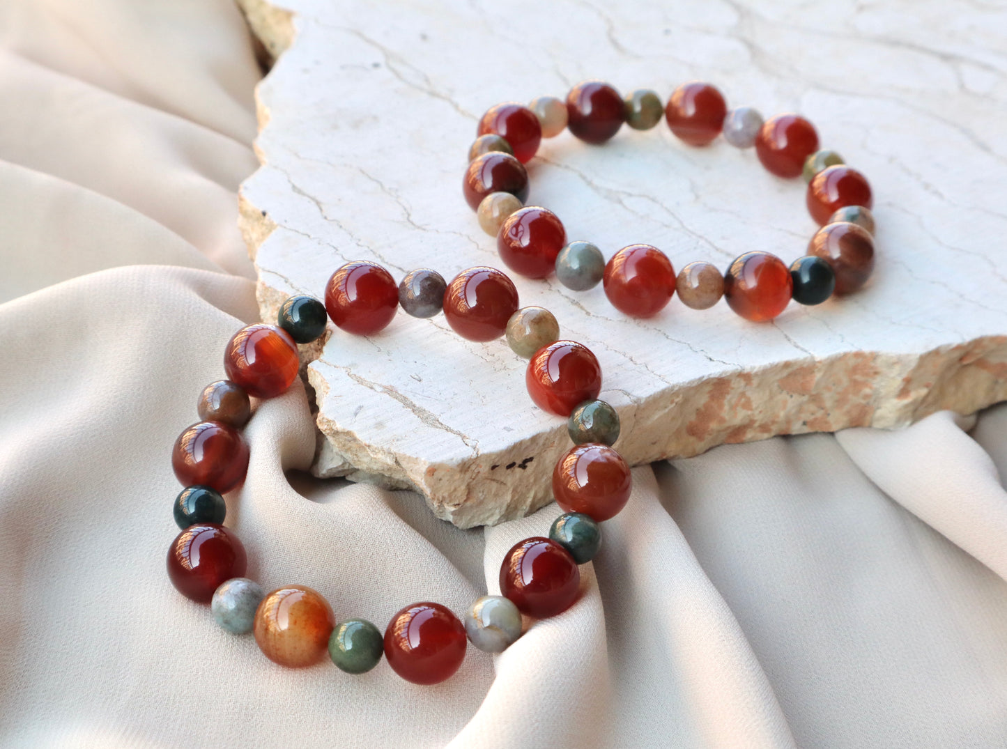 Carnelian & Moss Agate Confidence & Balance Bracelet