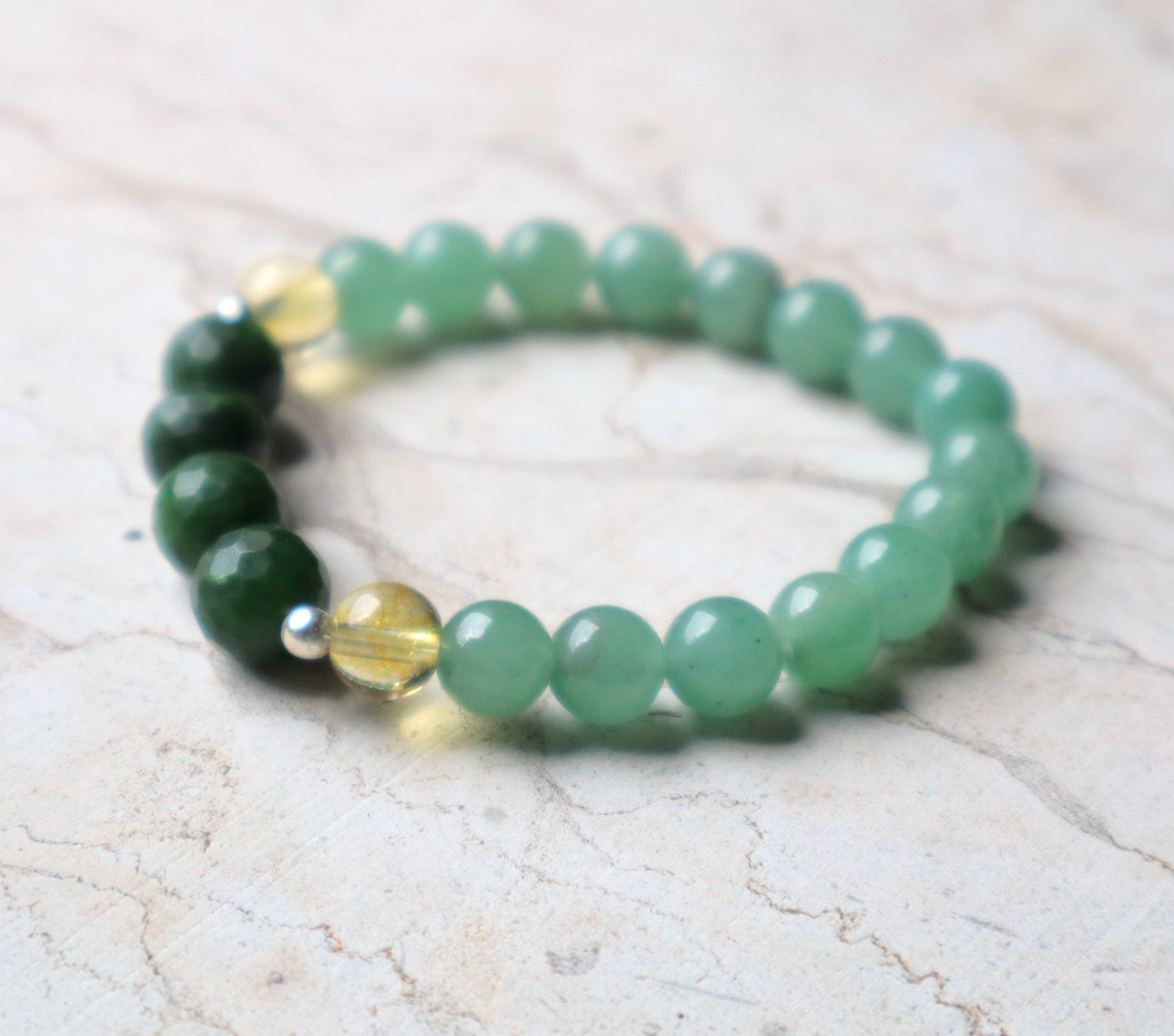 Citrine, Green Jade, & Aventurine Bracelet