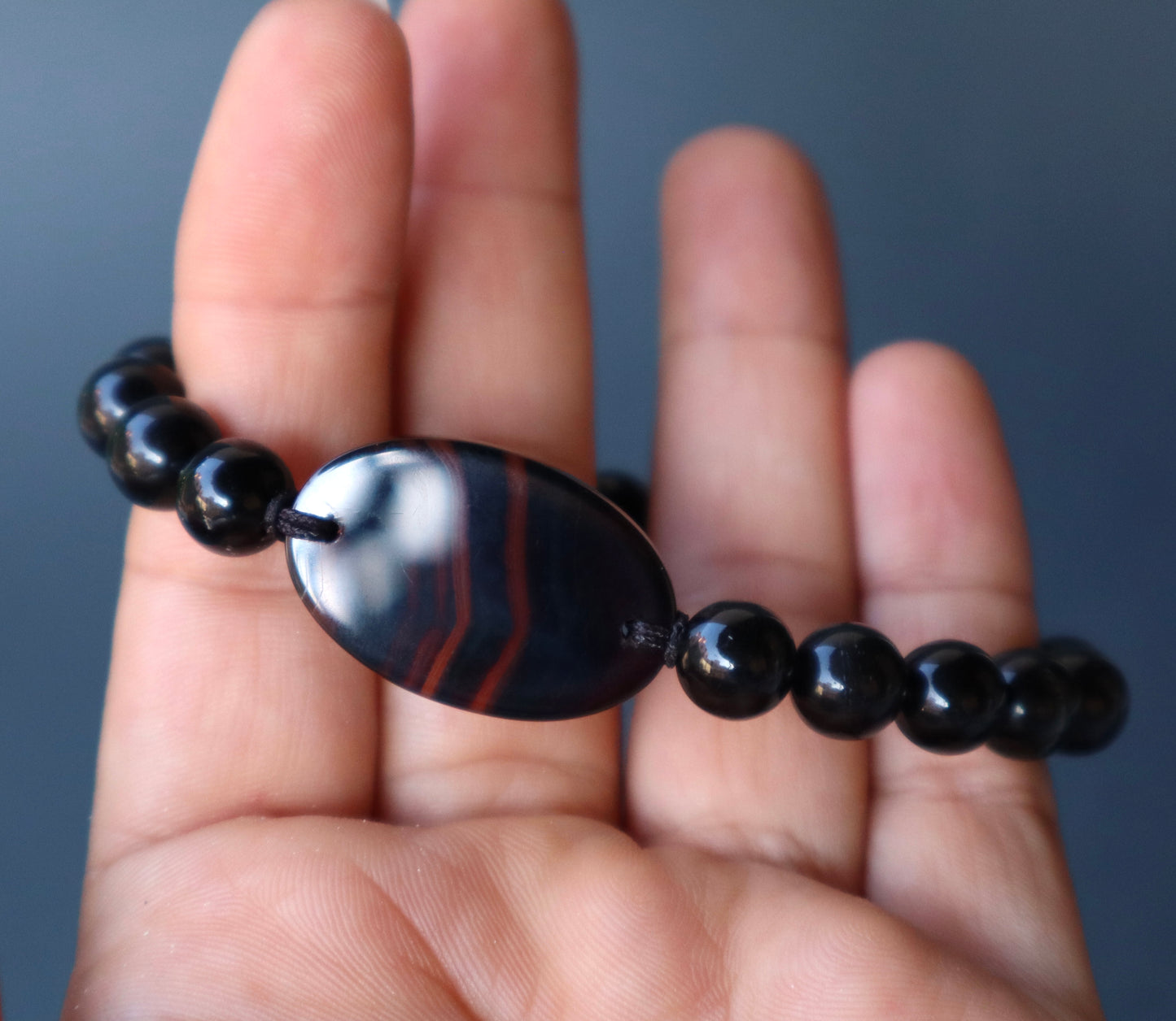 Black Obsidian & Black Onyx Good Health & Strength Bracelet