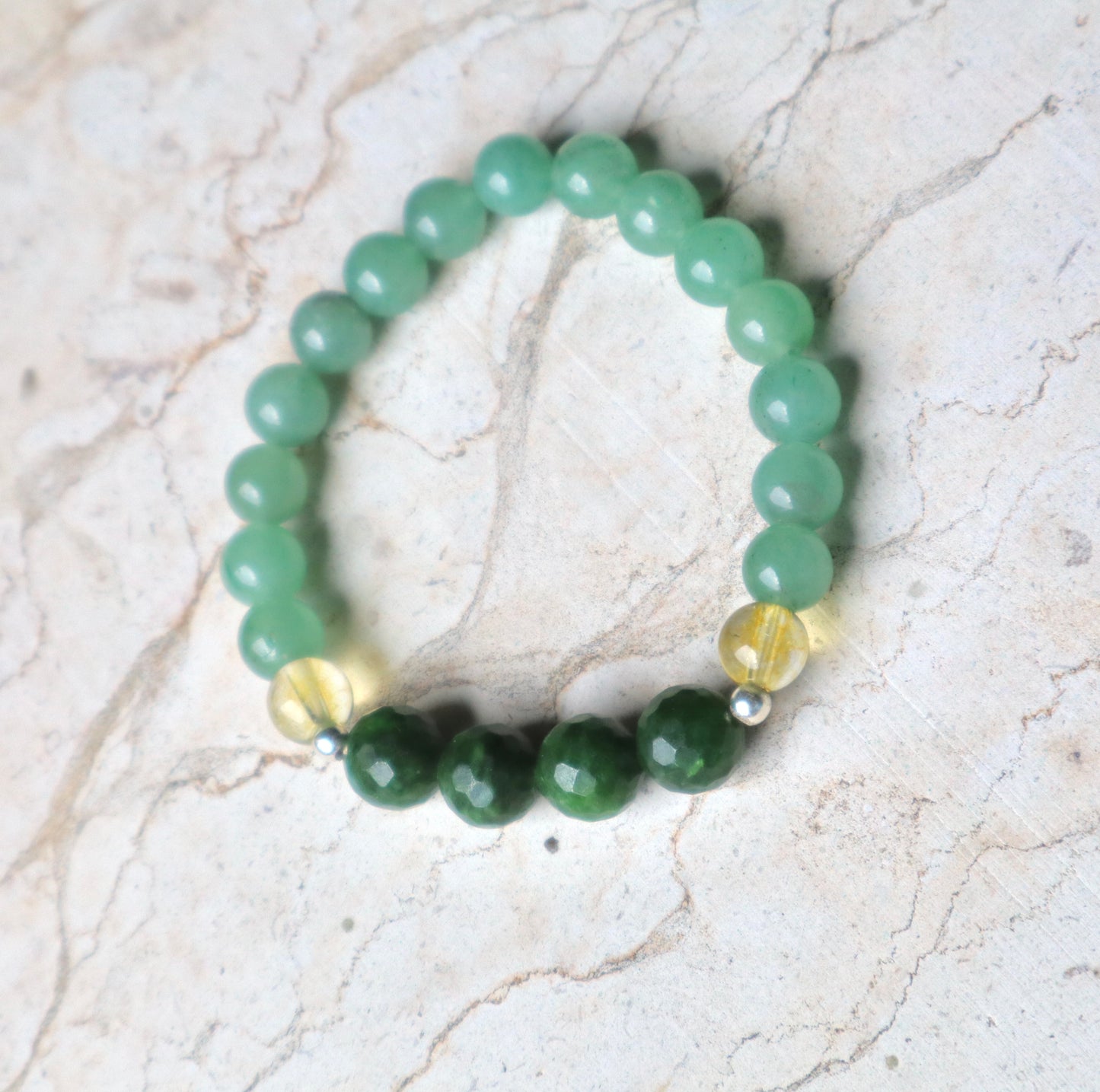 Citrine, Green Jade, & Aventurine Bracelet