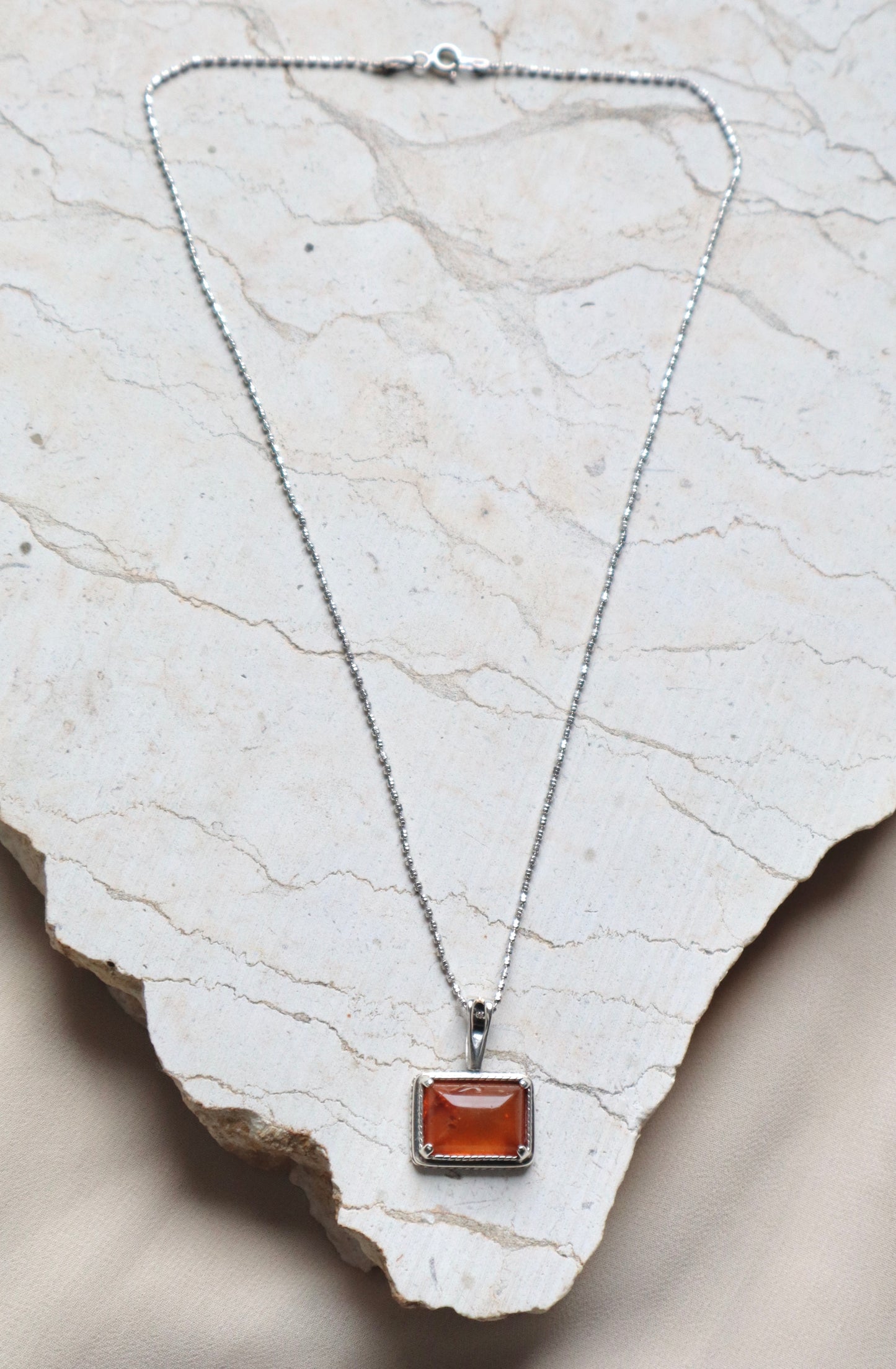 Amber with 925 Sterling Silver Pain Relief & Anxiety Reduction Necklace