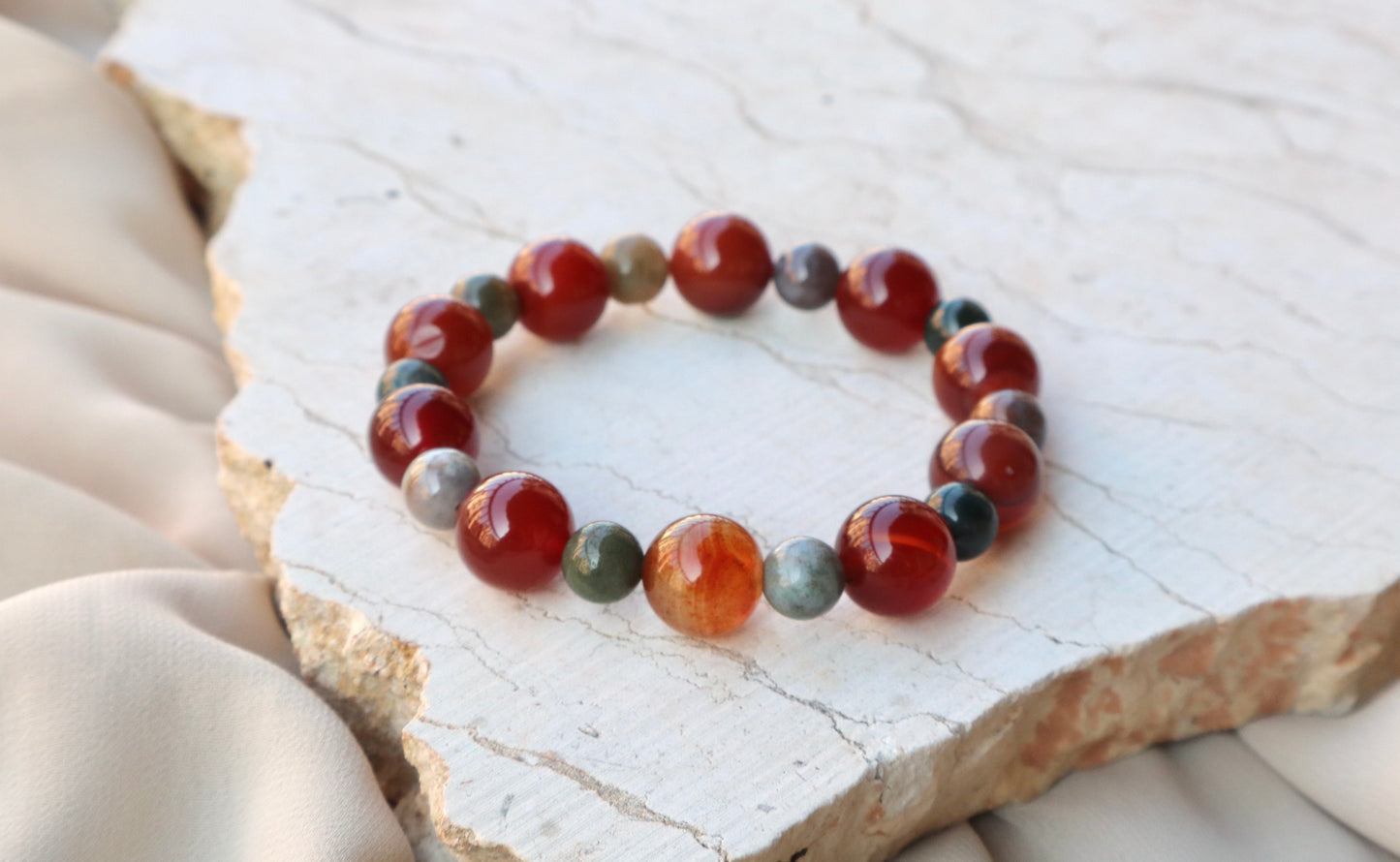 Carnelian & Moss Agate Confidence & Balance Bracelet