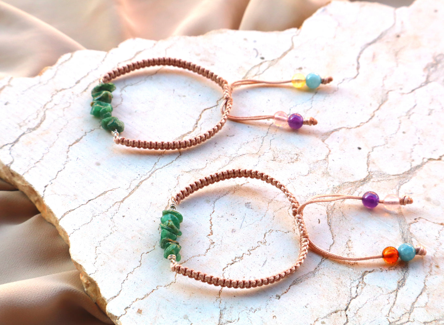 Minimalist Green Jade/Amethyst/Hematite Prosperity,Calmness, & Bone Pain Relief Bracelets