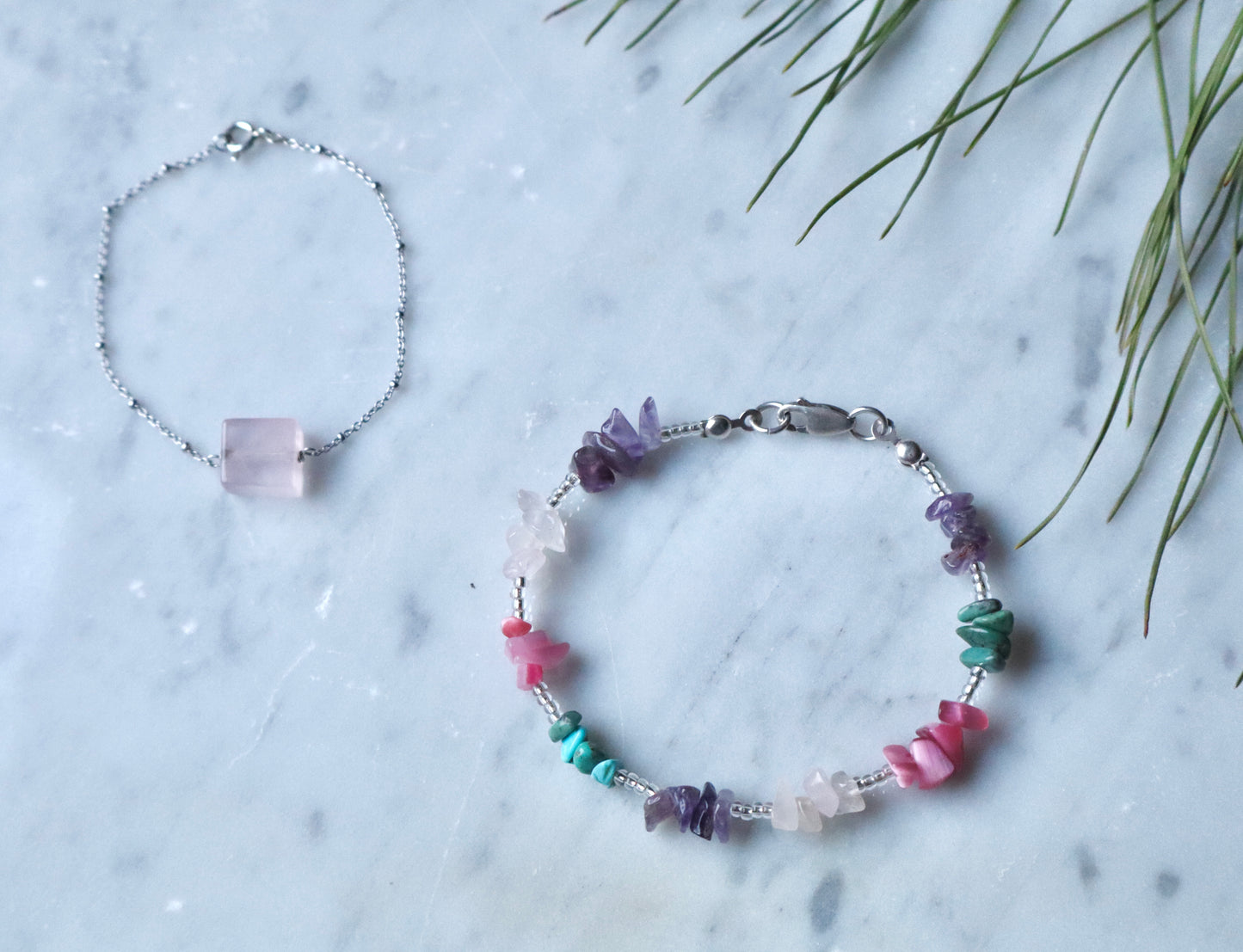 Turquoise, Amethyst, Rose Quartz, & Pink Cat Eye Full Set