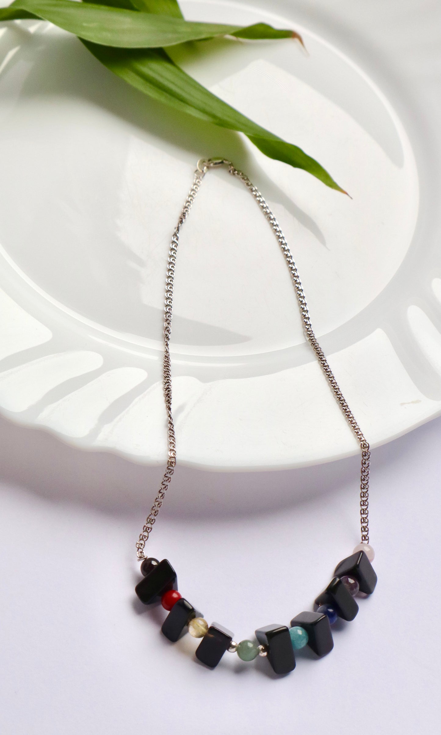 Chakra Healing & Balancing Stones with Black Onyx Rectangular Protection Stones, & 925 Sterling Silver