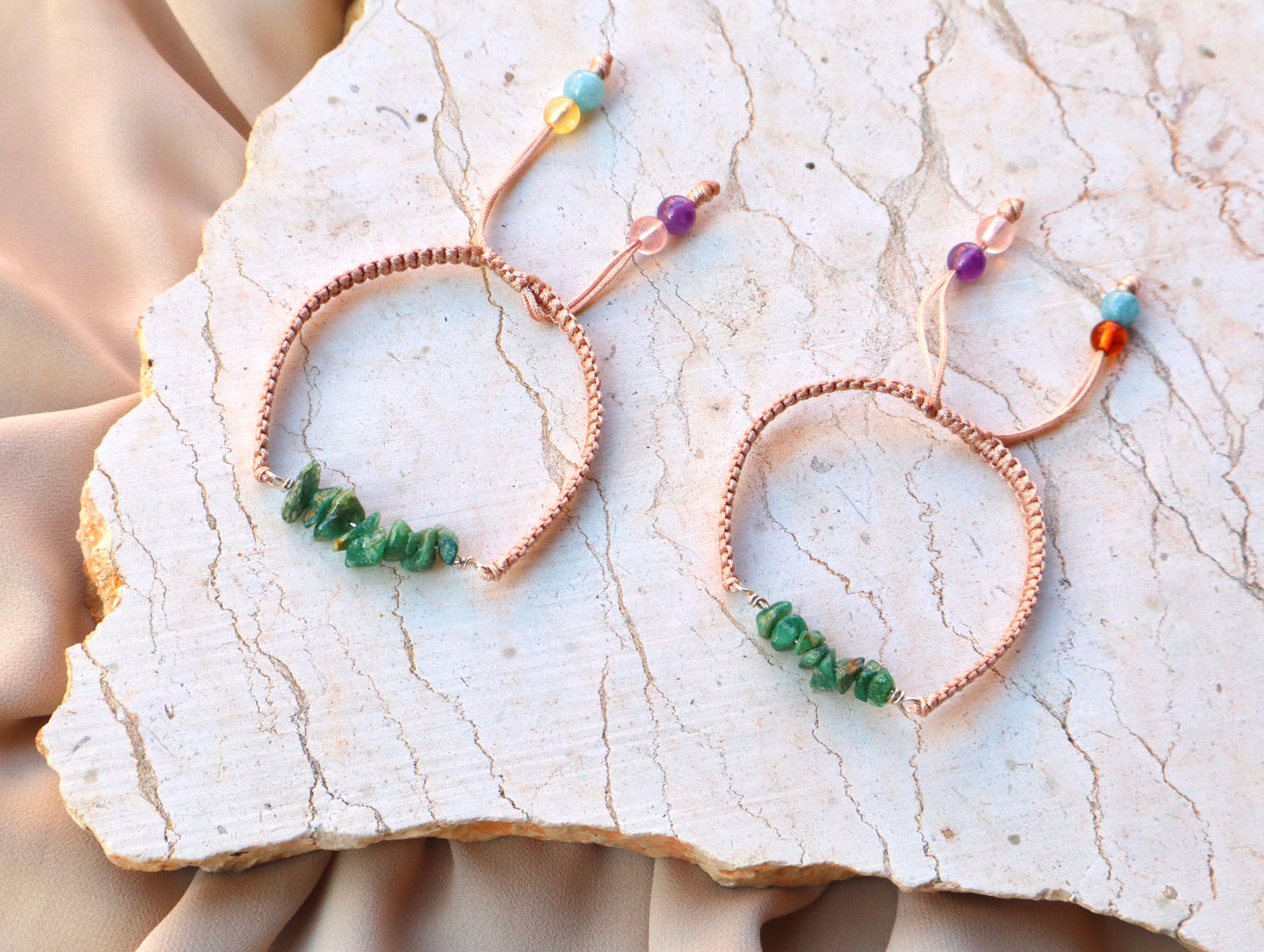 Minimalist Green Jade/Amethyst/Hematite Prosperity,Calmness, & Bone Pain Relief Bracelets