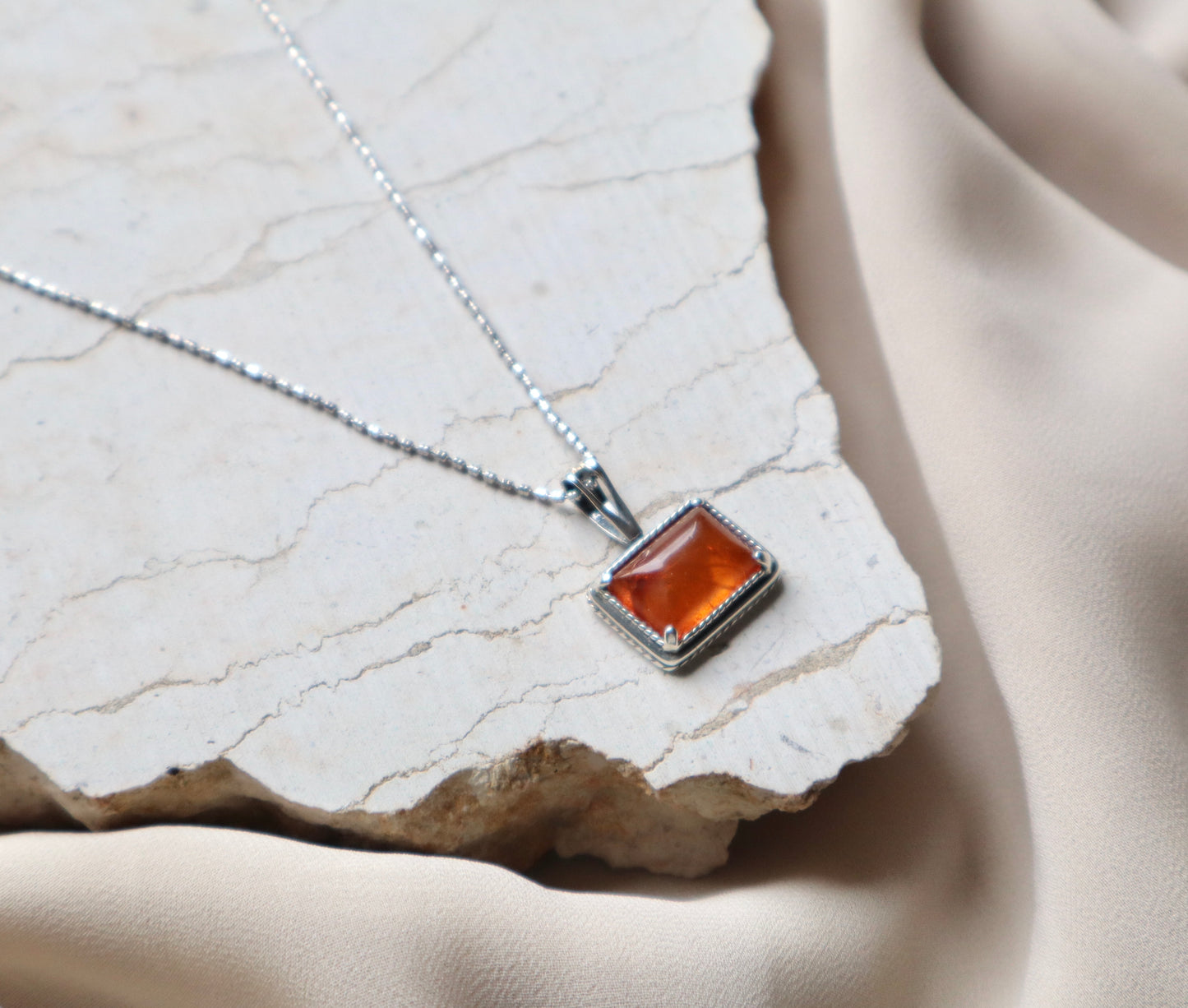 Amber with 925 Sterling Silver Pain Relief & Anxiety Reduction Necklace