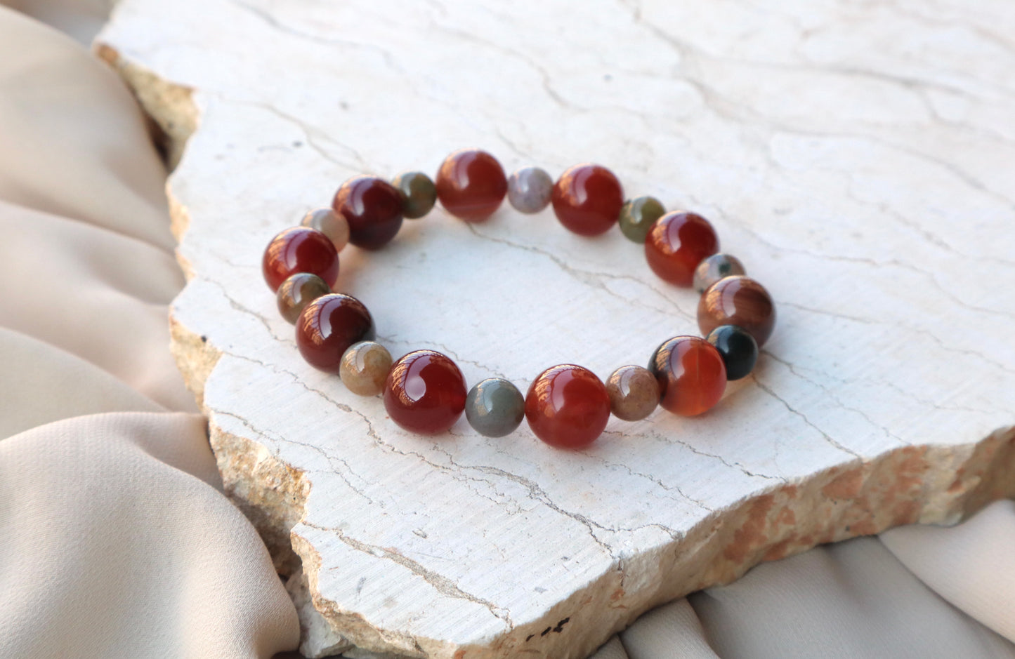 Carnelian & Moss Agate Confidence & Balance Bracelet