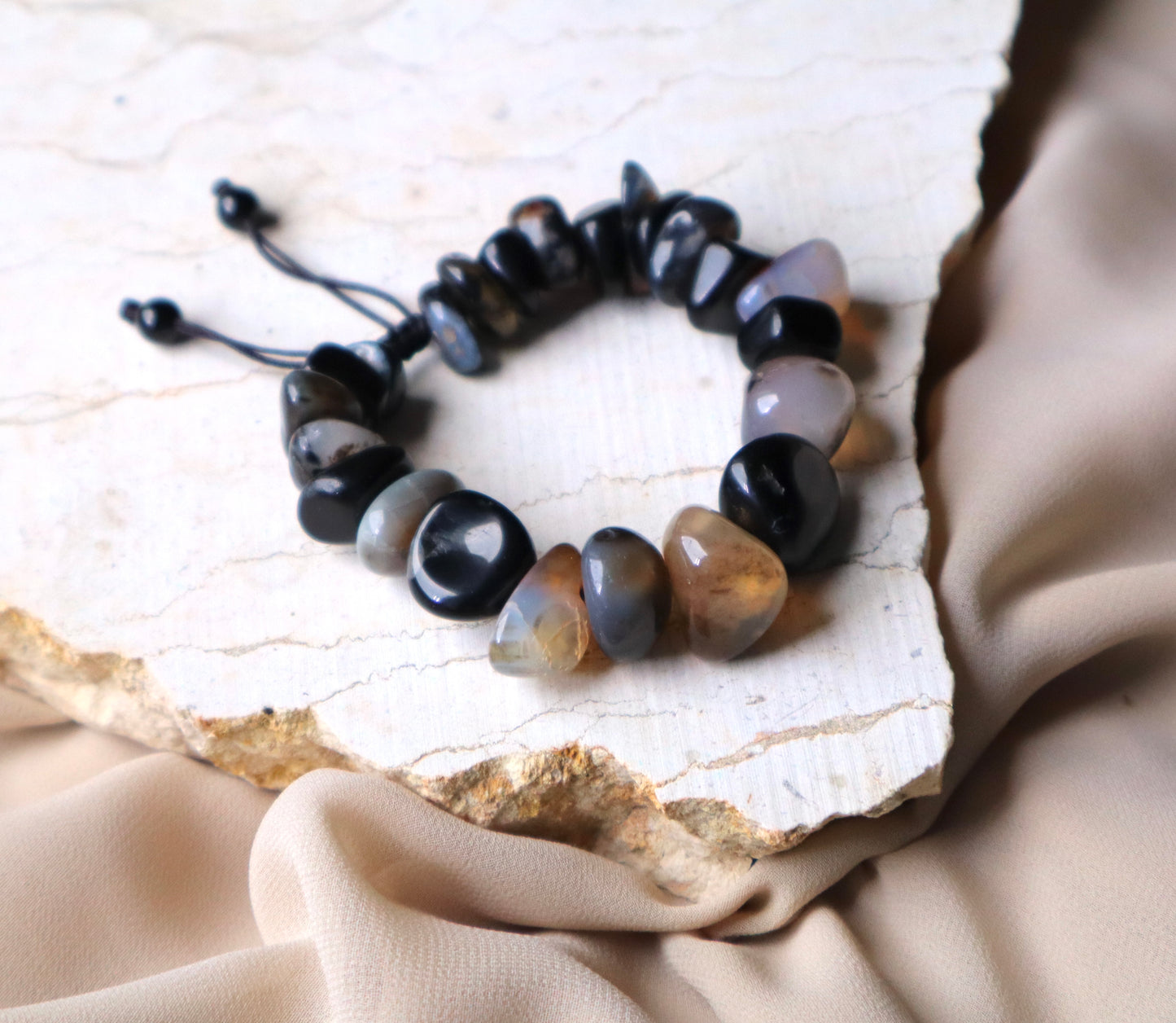 Black & Green Agate, Carnelian, Yellow Jasper, & Clear Quartz Mix Of Breathtaking Stones Bracelet