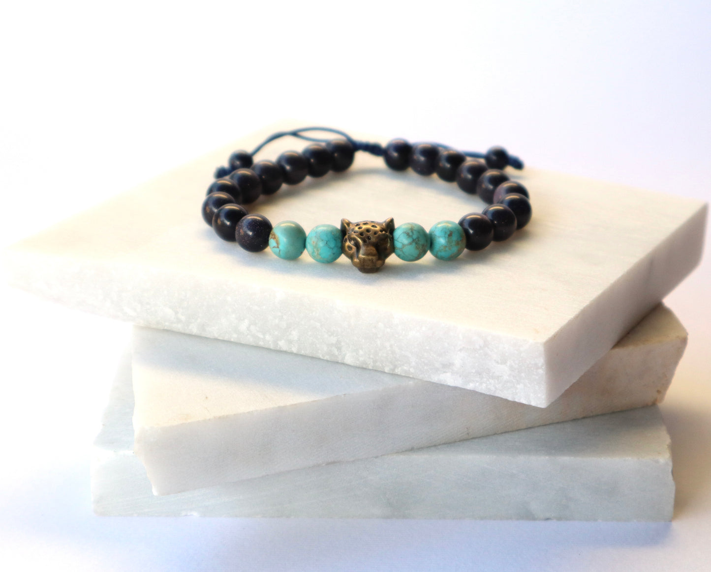 Turquoise, Goldstone, & Lapis Lazuli Power & Wealth Bracelet