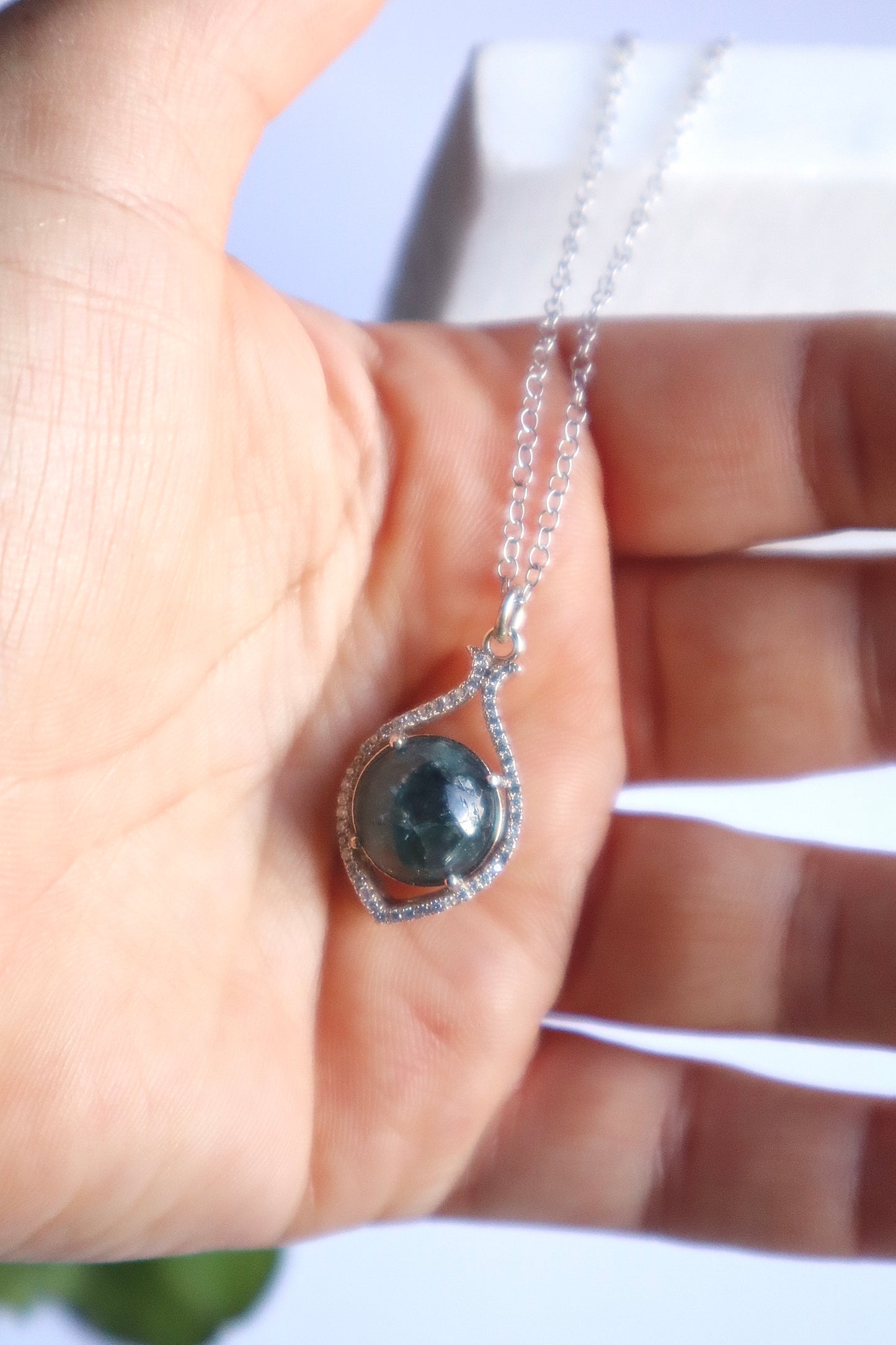 Green Tourmaline Blood Pressure Regulation 925 Sterling Silver Necklace