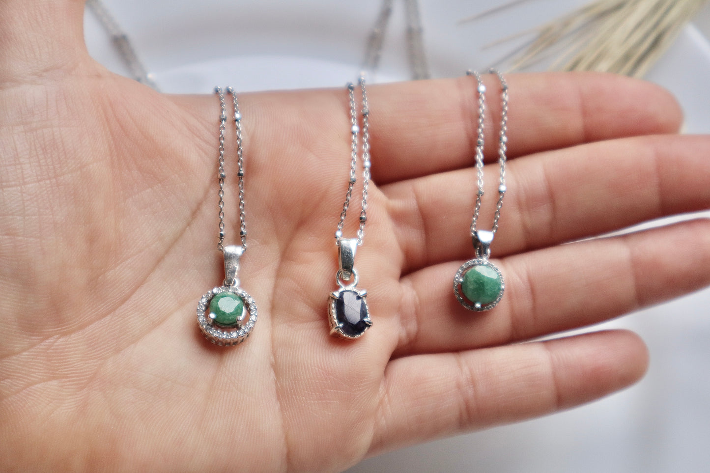 Emerald/Sapphire Strength & Happiness Necklaces