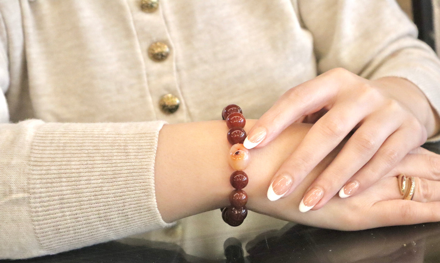 Red & Beige Agate For Courage & Dispelling Negative Energies Bracelet