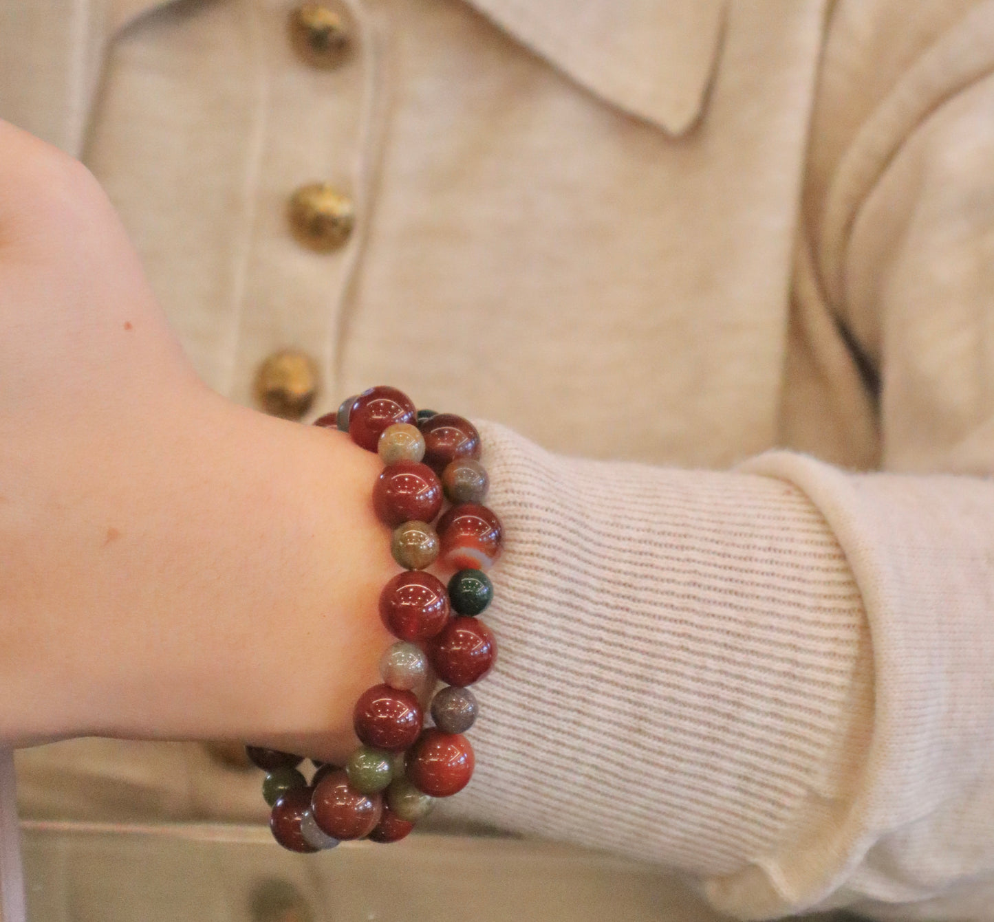 Carnelian & Moss Agate Confidence & Balance Bracelet
