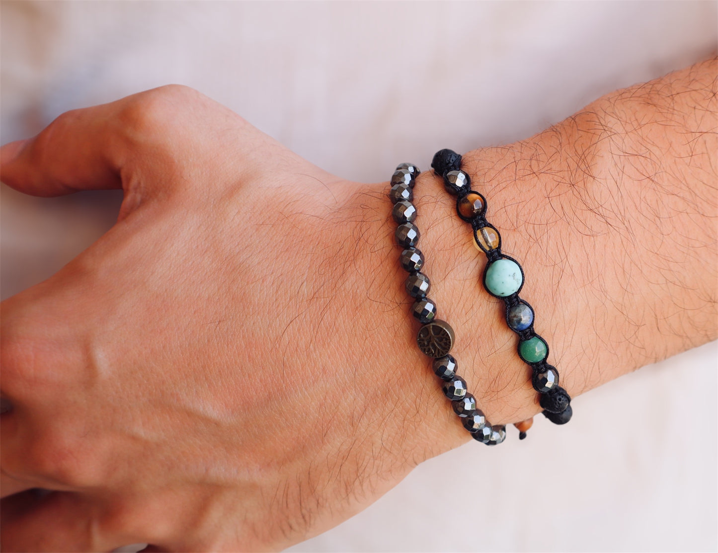 Double Bracelets Mixed Gemstones for Strength & Body Relaxation