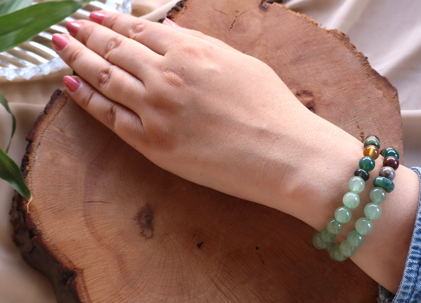 Moss Agate & Green Aventurine Bracelets