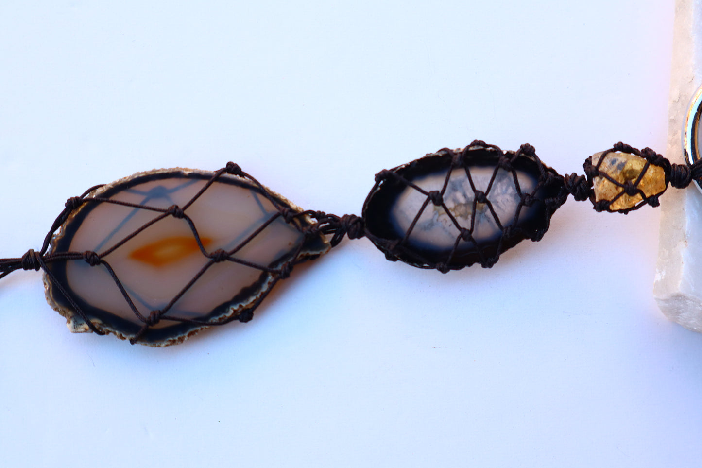 Agate Slice & Citrine Car's Mirror Chain