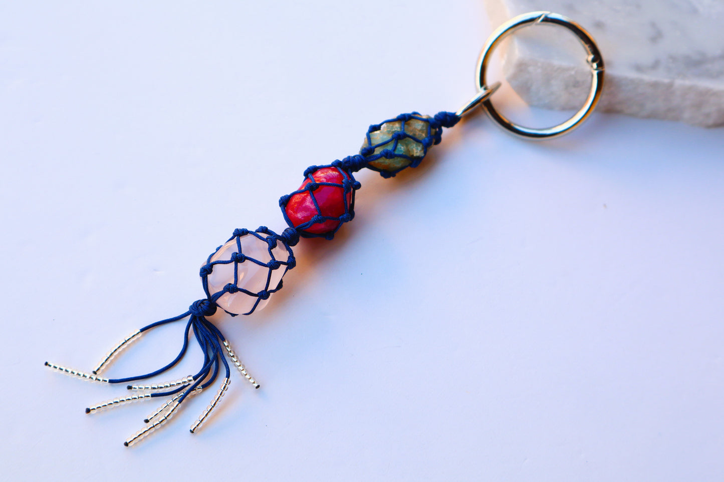 Aquamarine, Ruby, & Rose Quartz Rear Mirror Crystal Charm for Positive Vibes Tours