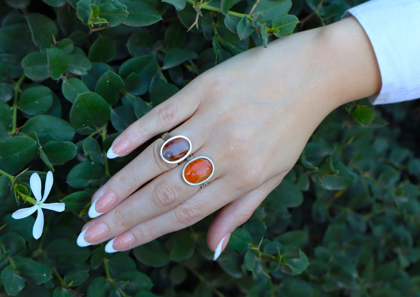 925 Sterling Silver Rings with Yemeni Agate Courage & Abundance Stone