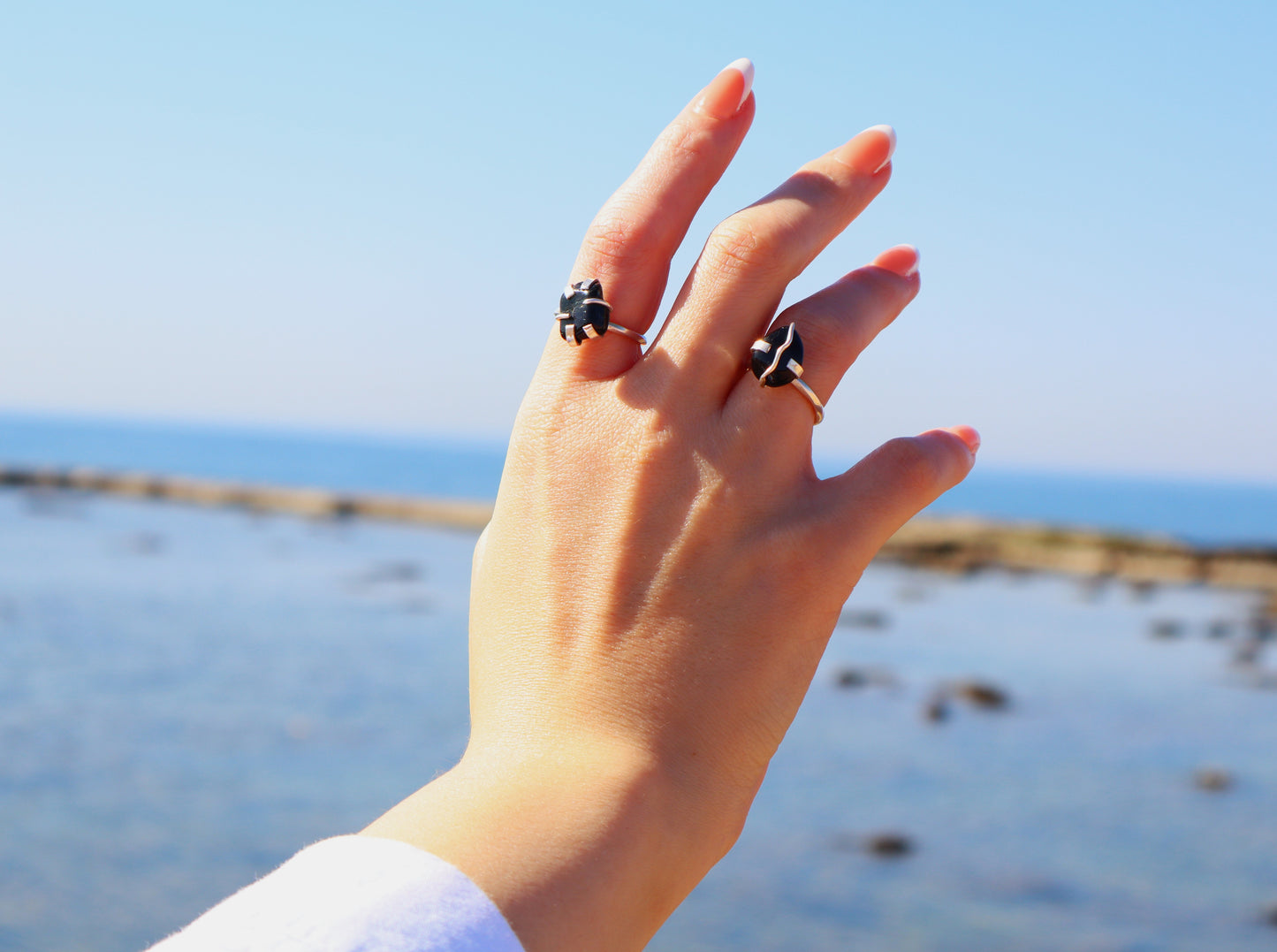 925 Sterling Silver Ring with Black Tourmaline Positive Energy Stone