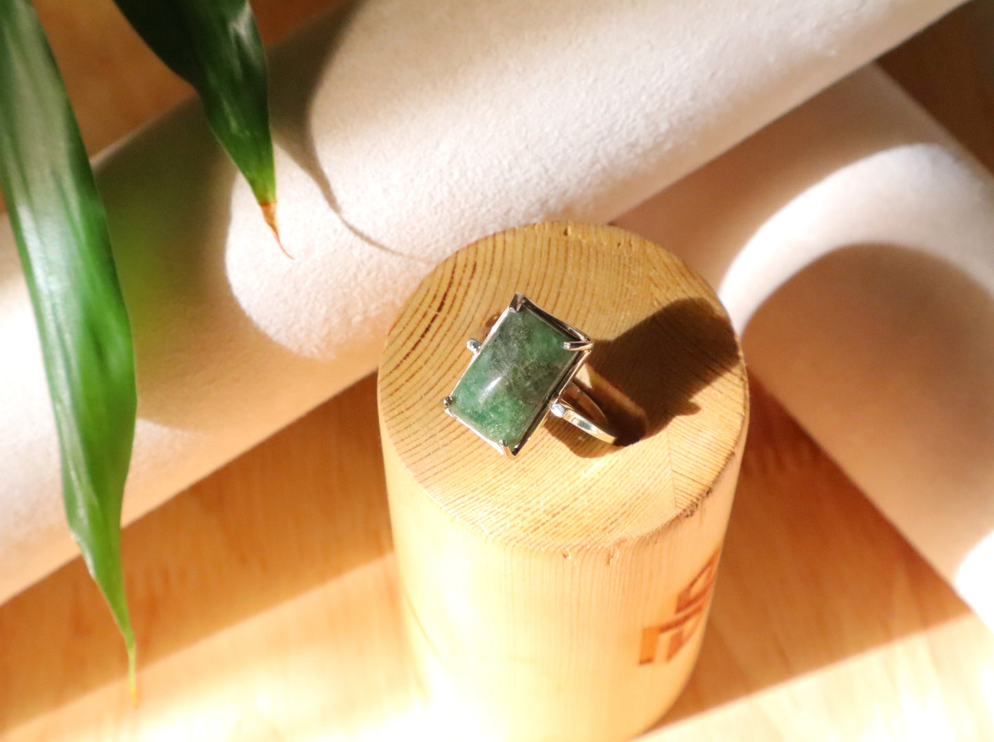 African Emerald With Sterling Silver Women Happiness Rings