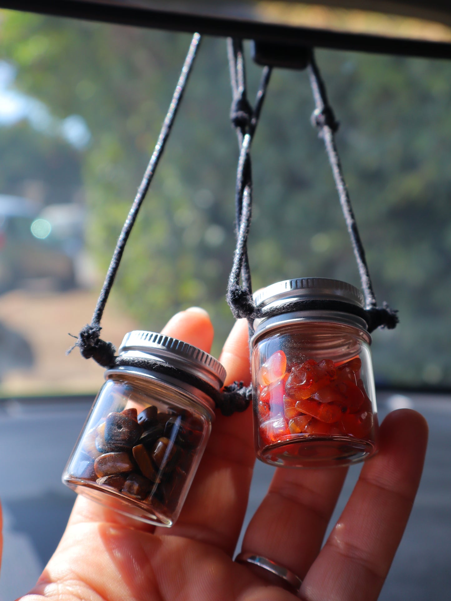 Gemstones Car's Rear Mirror Jar Charm for Positive Vibe Tours