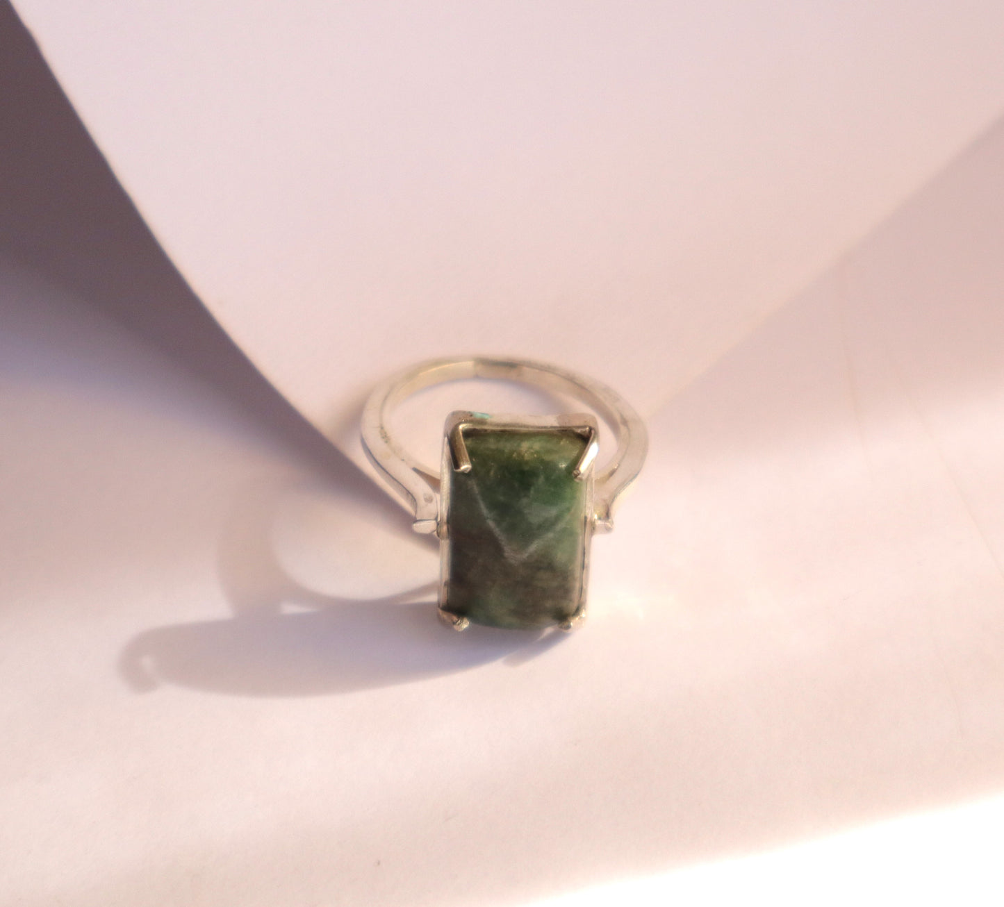African Emerald With Sterling Silver Women Happiness Rings