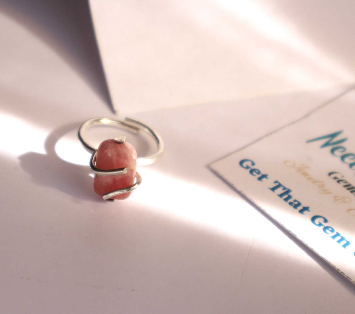 Rhodochrosite & Rose Quartz Sterling Silver Rings