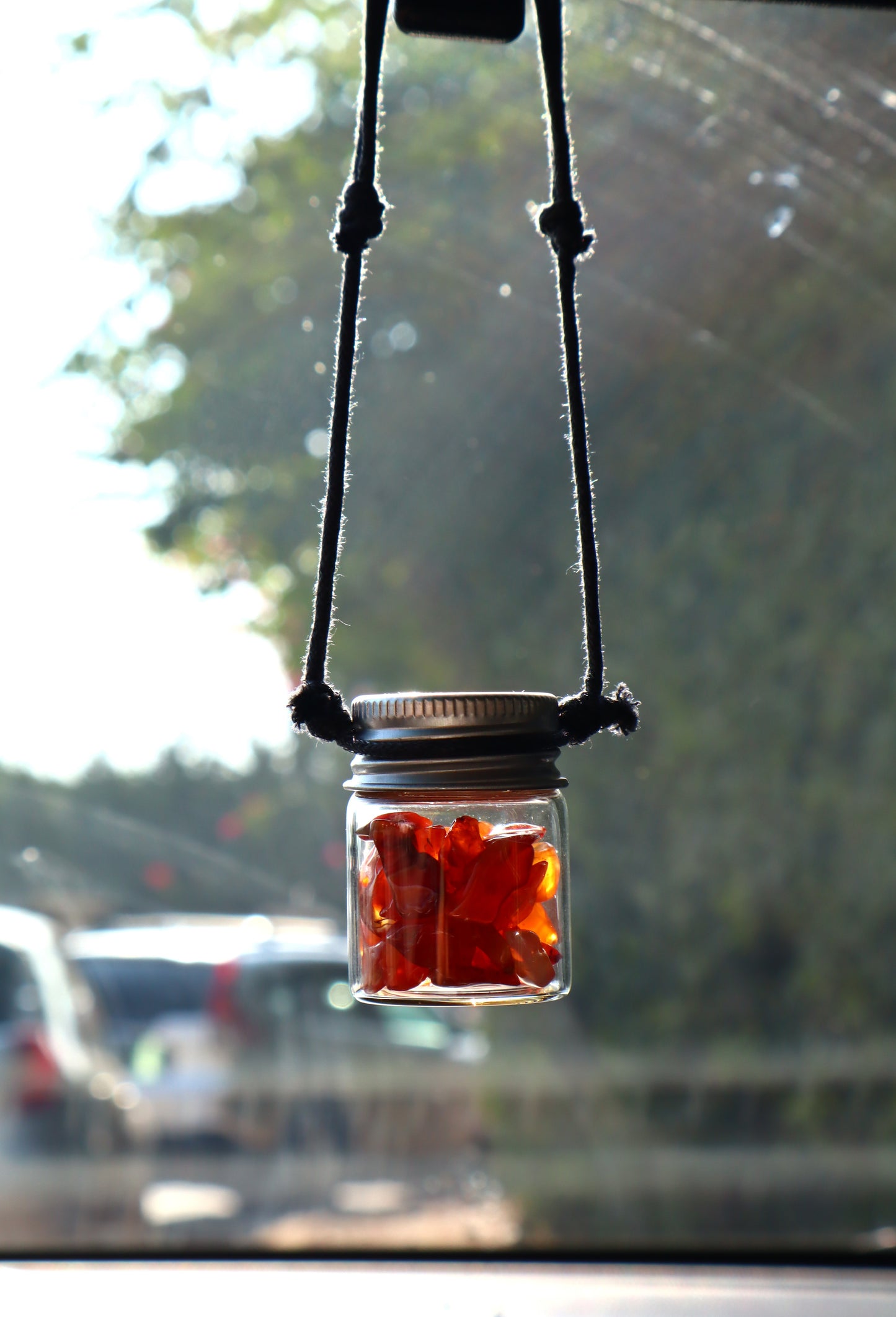 Gemstones Car's Rear Mirror Jar Charm for Positive Vibe Tours