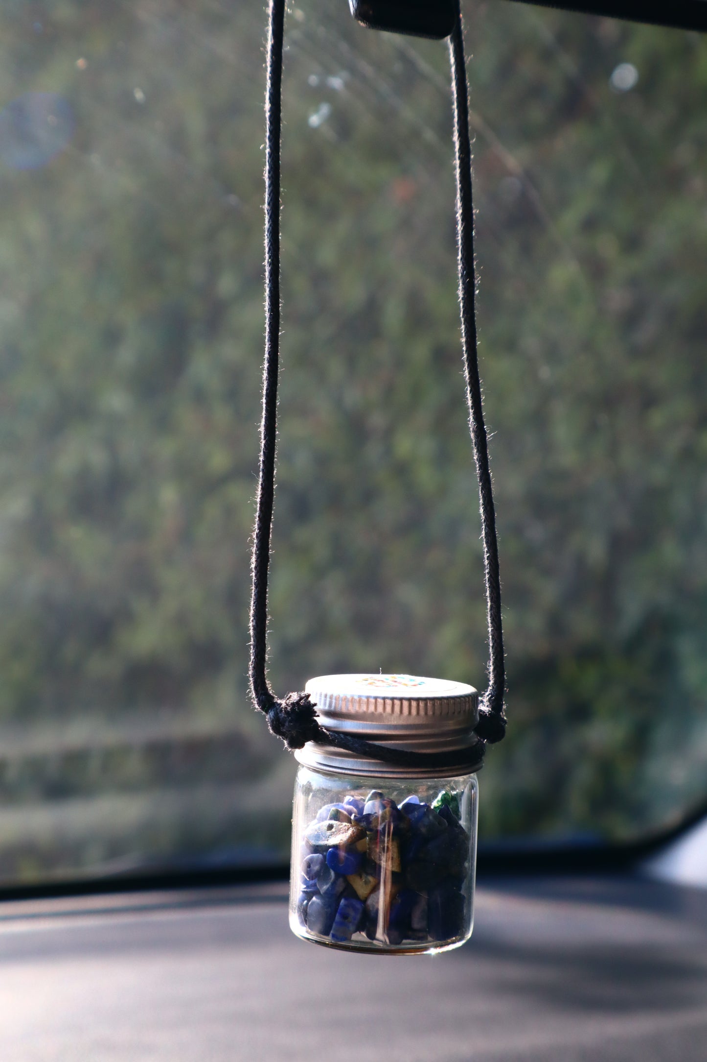 Gemstones Car's Rear Mirror Jar Charm for Positive Vibe Tours