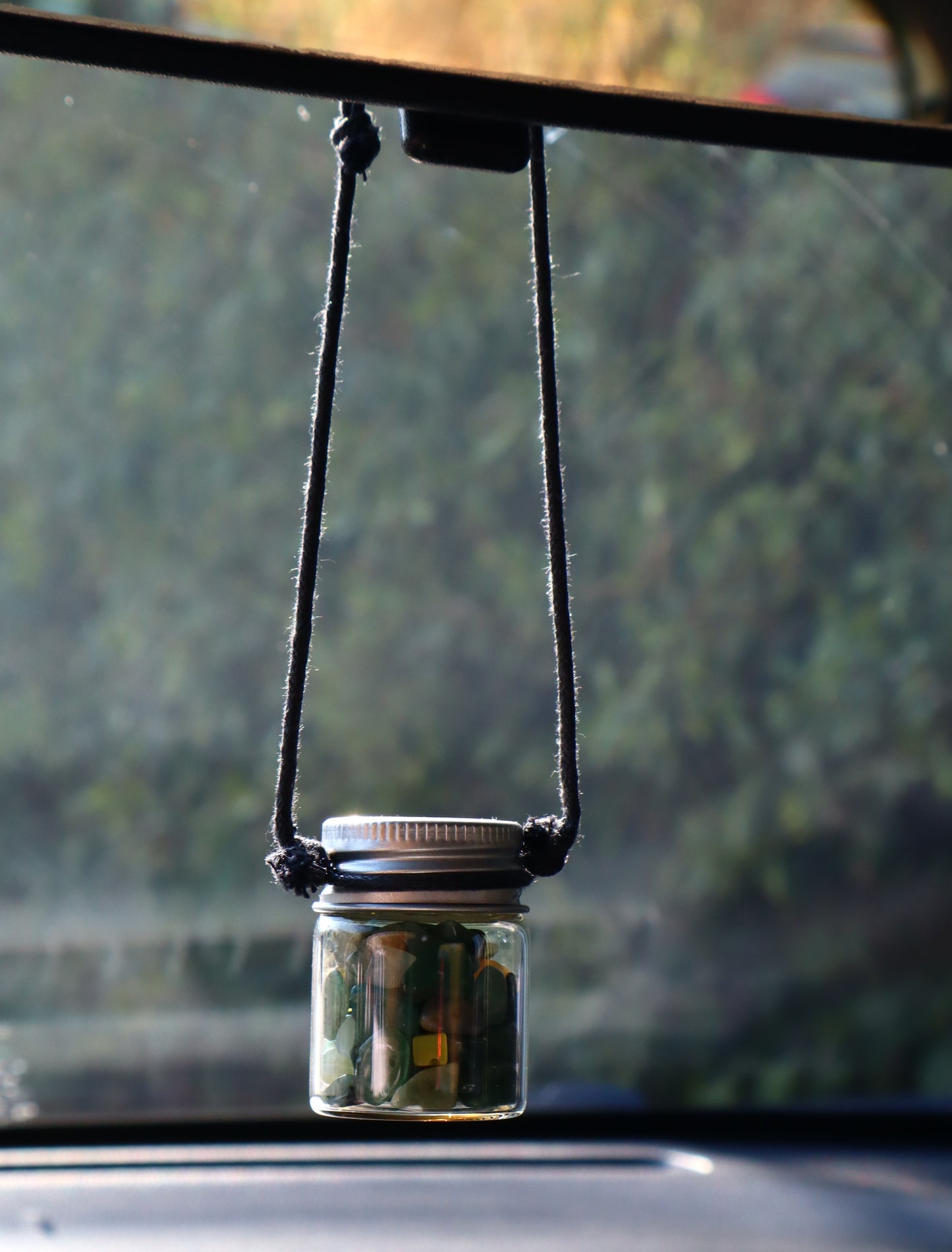 Gemstones Car's Rear Mirror Jar Charm for Positive Vibe Tours