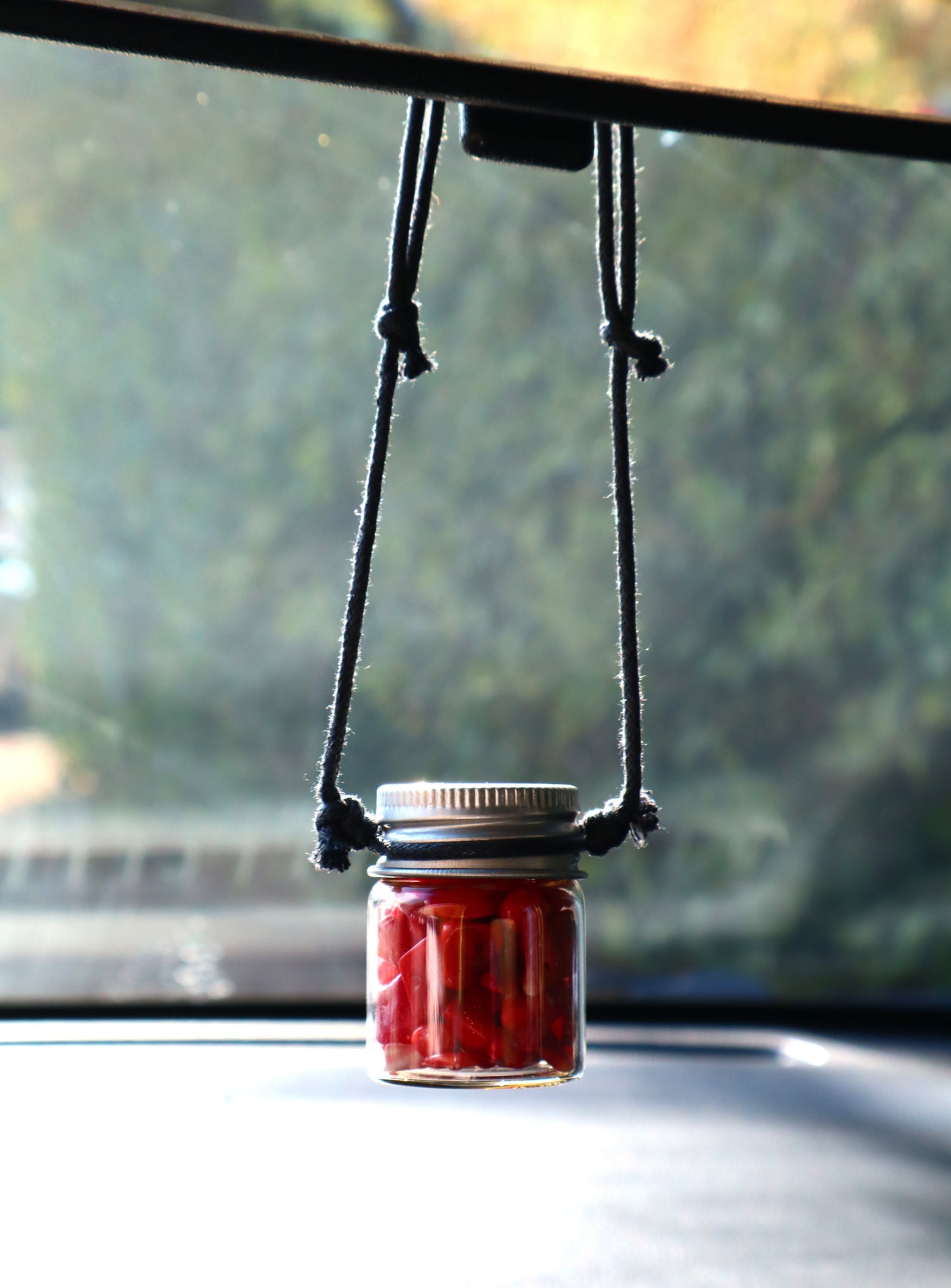 Gemstones Car's Rear Mirror Jar Charm for Positive Vibe Tours