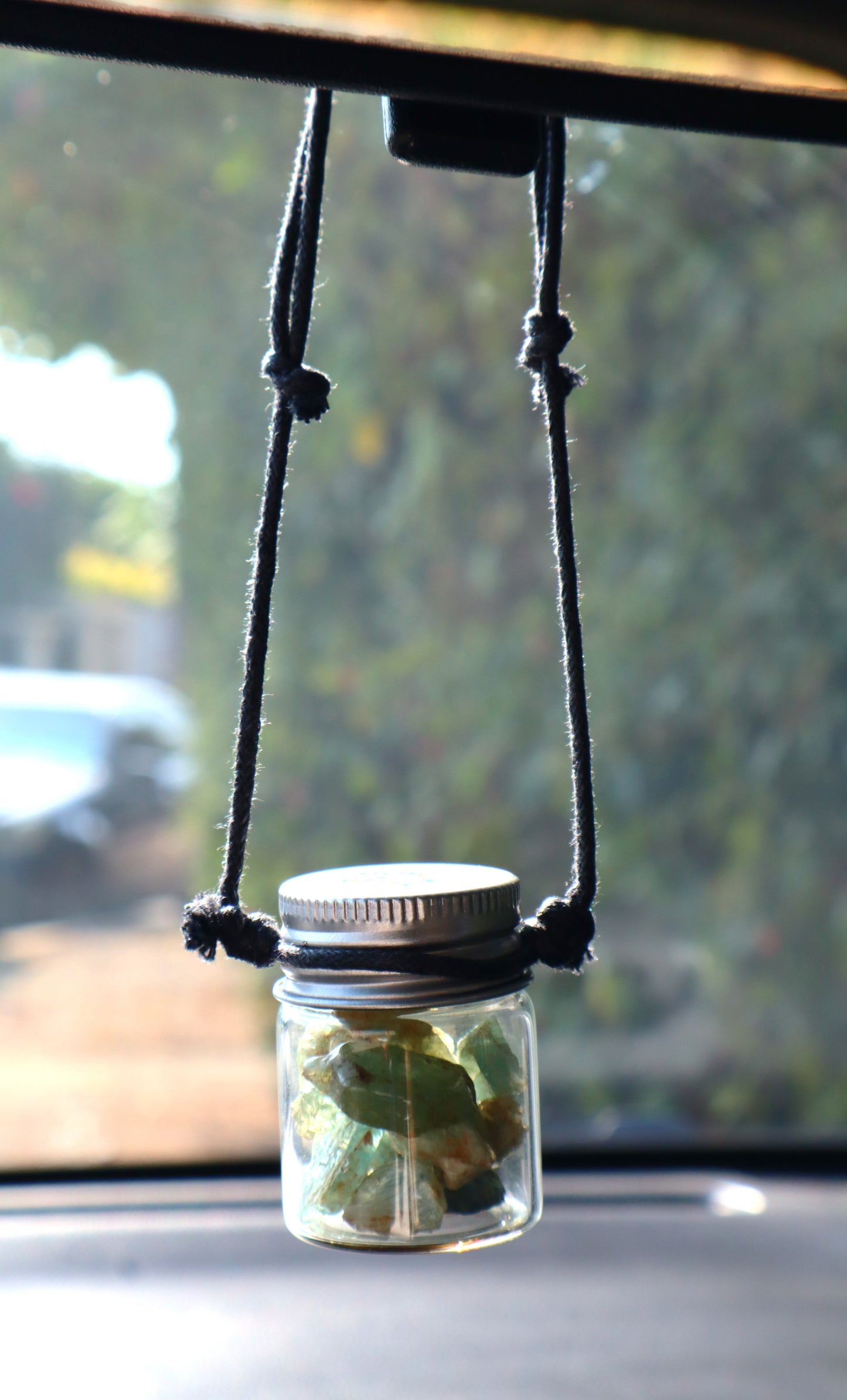 Gemstones Car's Rear Mirror Jar Charm for Positive Vibe Tours