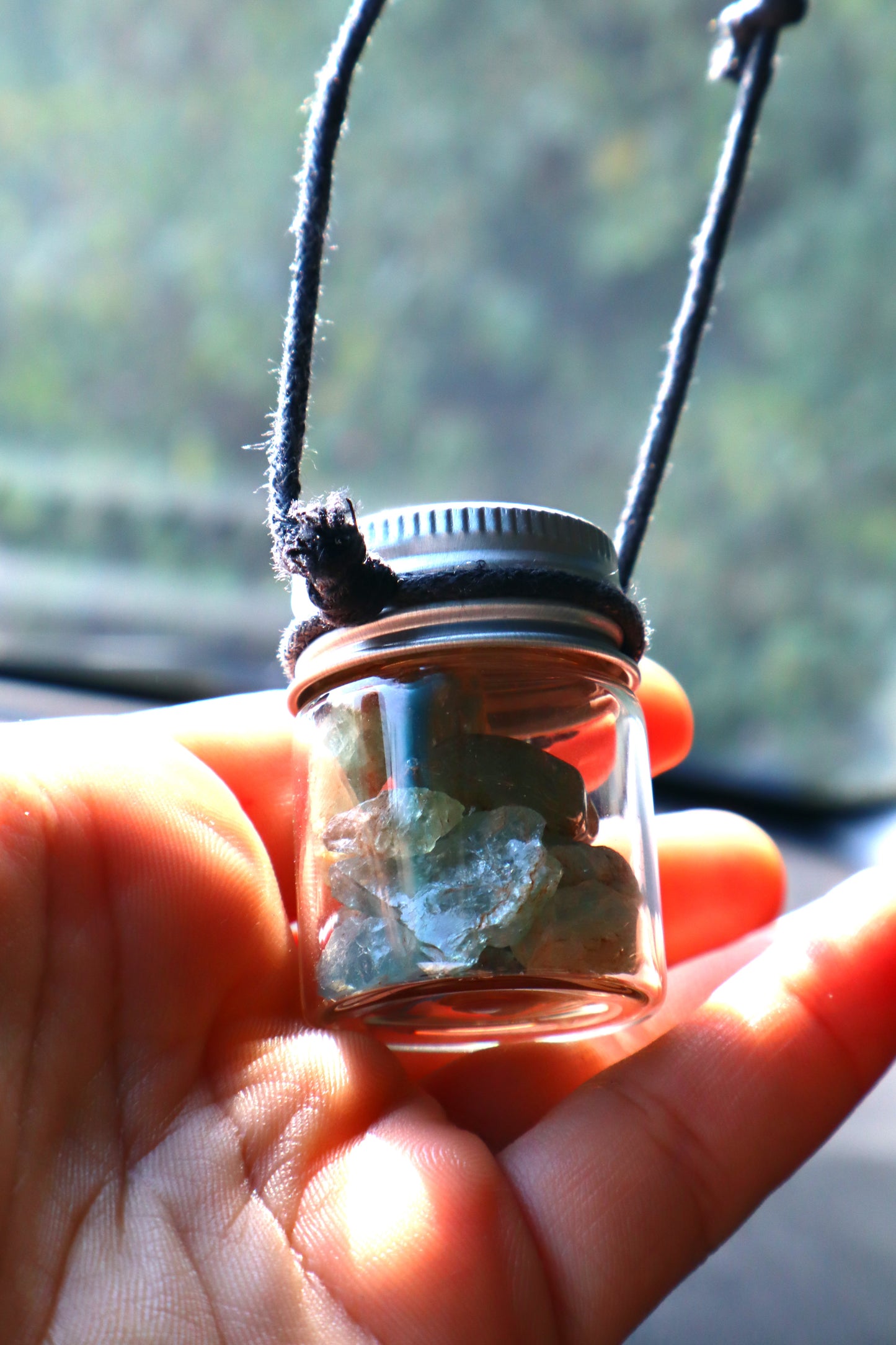 Gemstones Car's Rear Mirror Jar Charm for Positive Vibe Tours