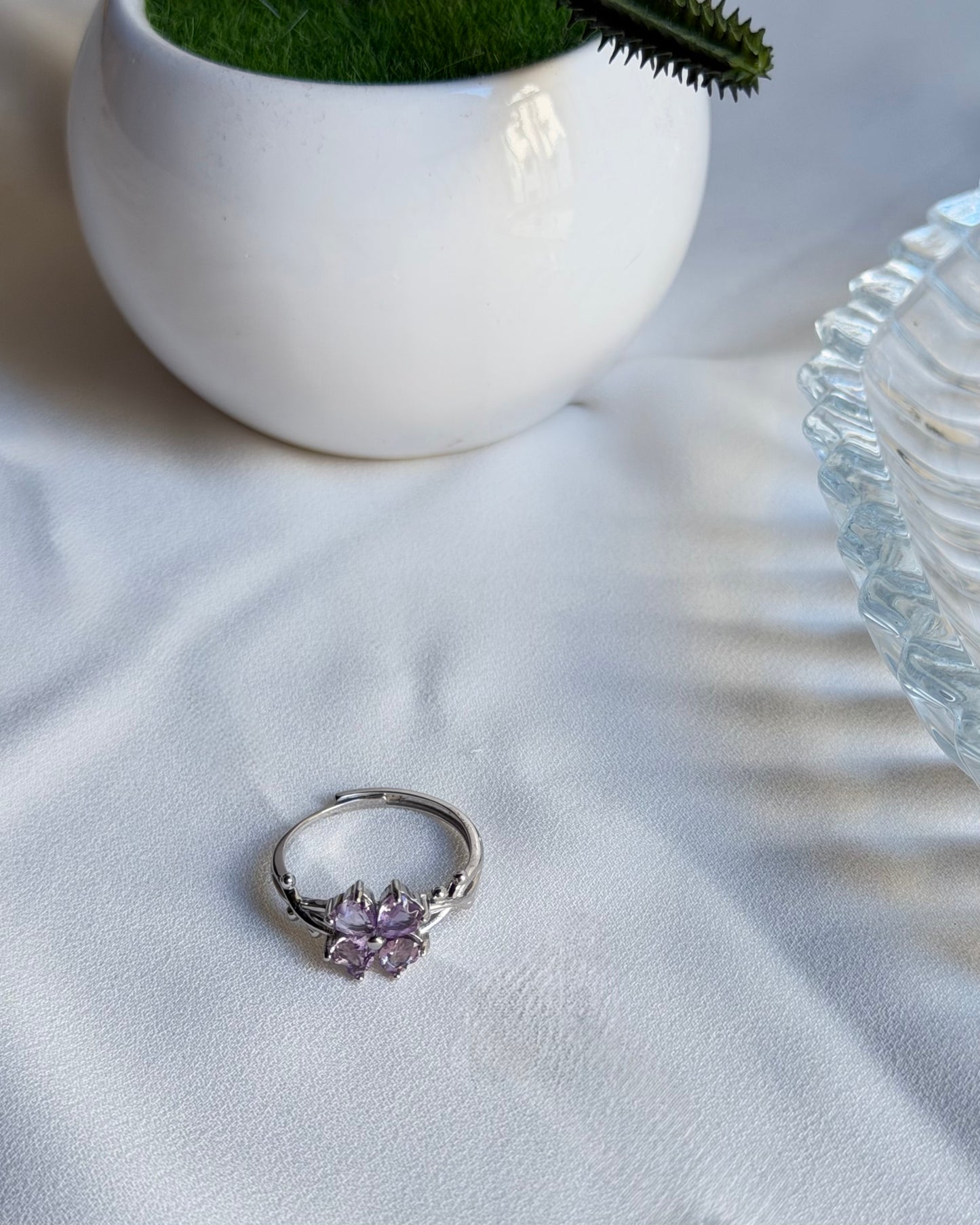 Blue Topaz, Citrine, Amethyst, & Peridot 925 Sterling Silver Adjustable Flower Rings