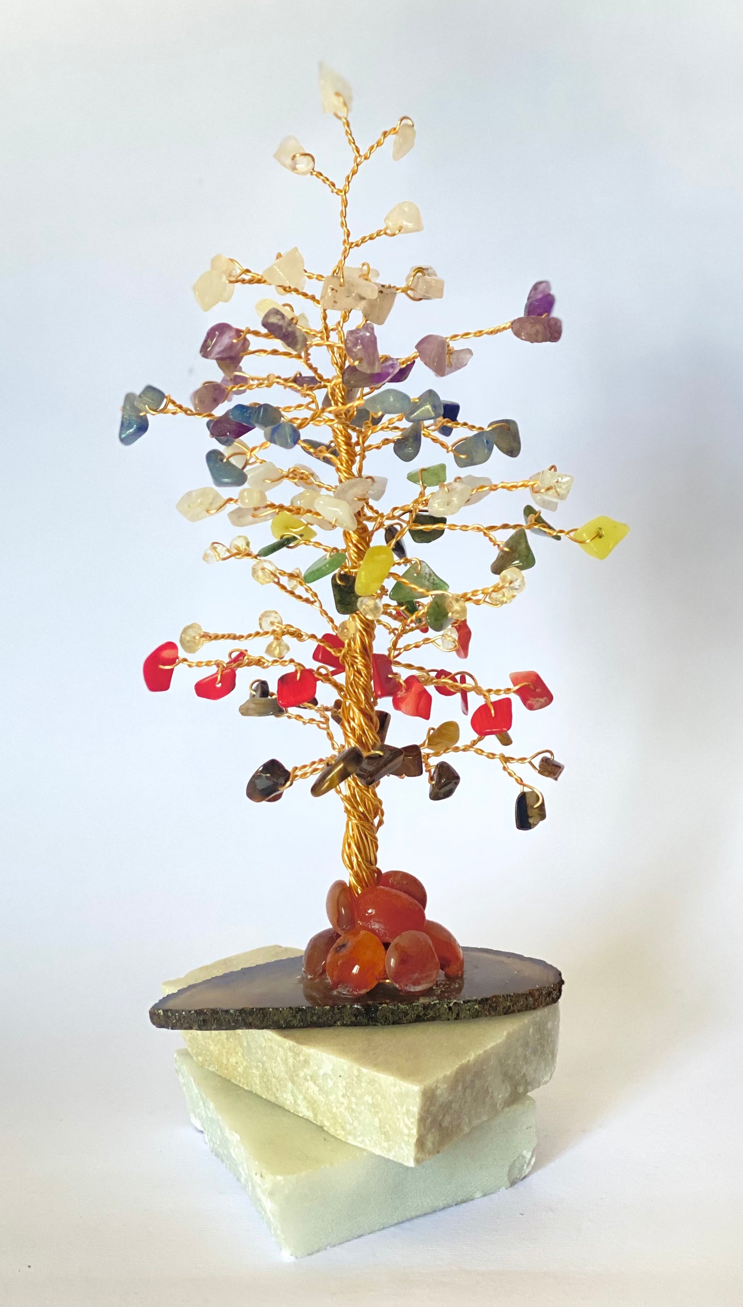 Home Decor Chakra Tree Of Life Healing & Balancing with Golden Wire