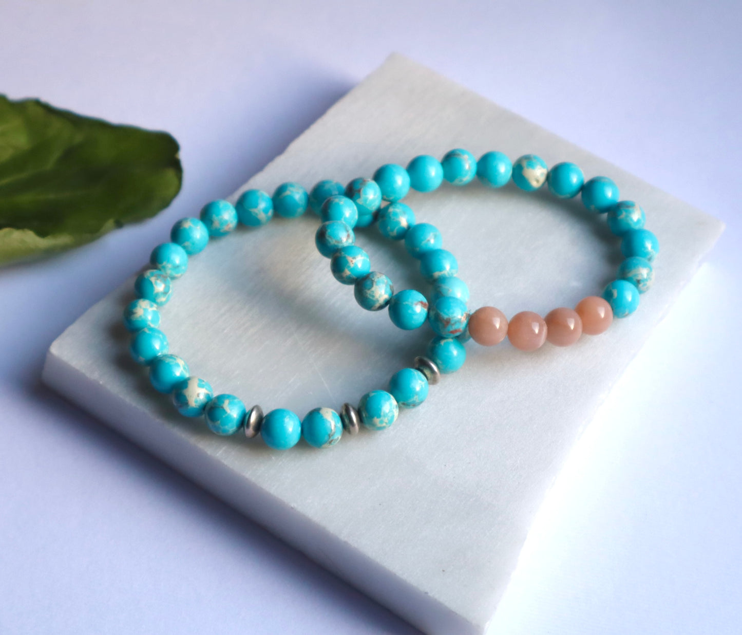 Grade A+++ Imperial Turquoise & Moonstone Couple Bracelets