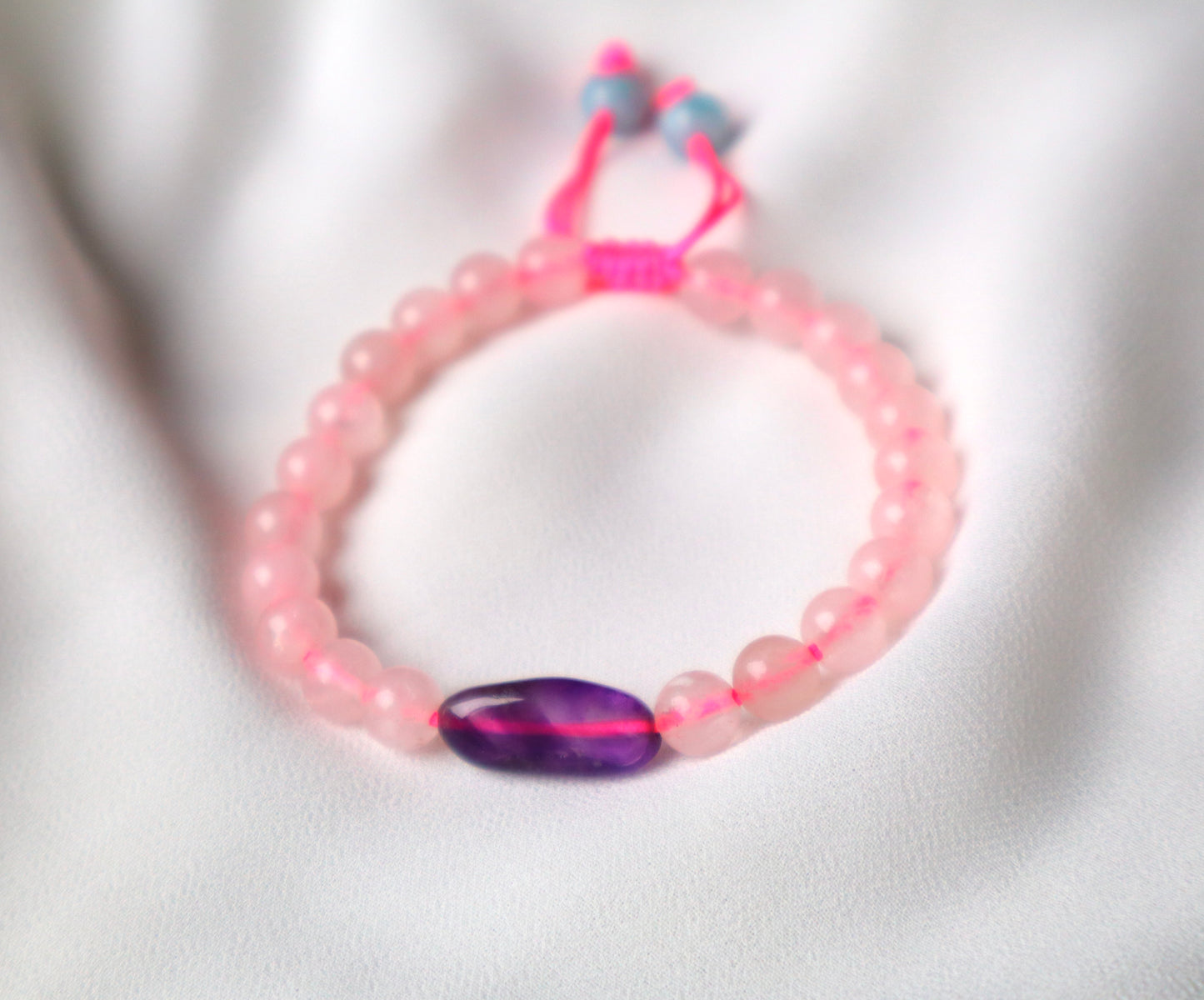 Rose Quartz, Amethyst, & Aquamarine Passion, Vitality, and Calmness Bracelet