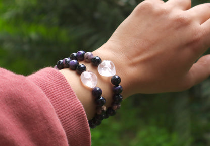 Charoite & Rose Quartz Emotional Healing & Stress Relief Rare Bracelet