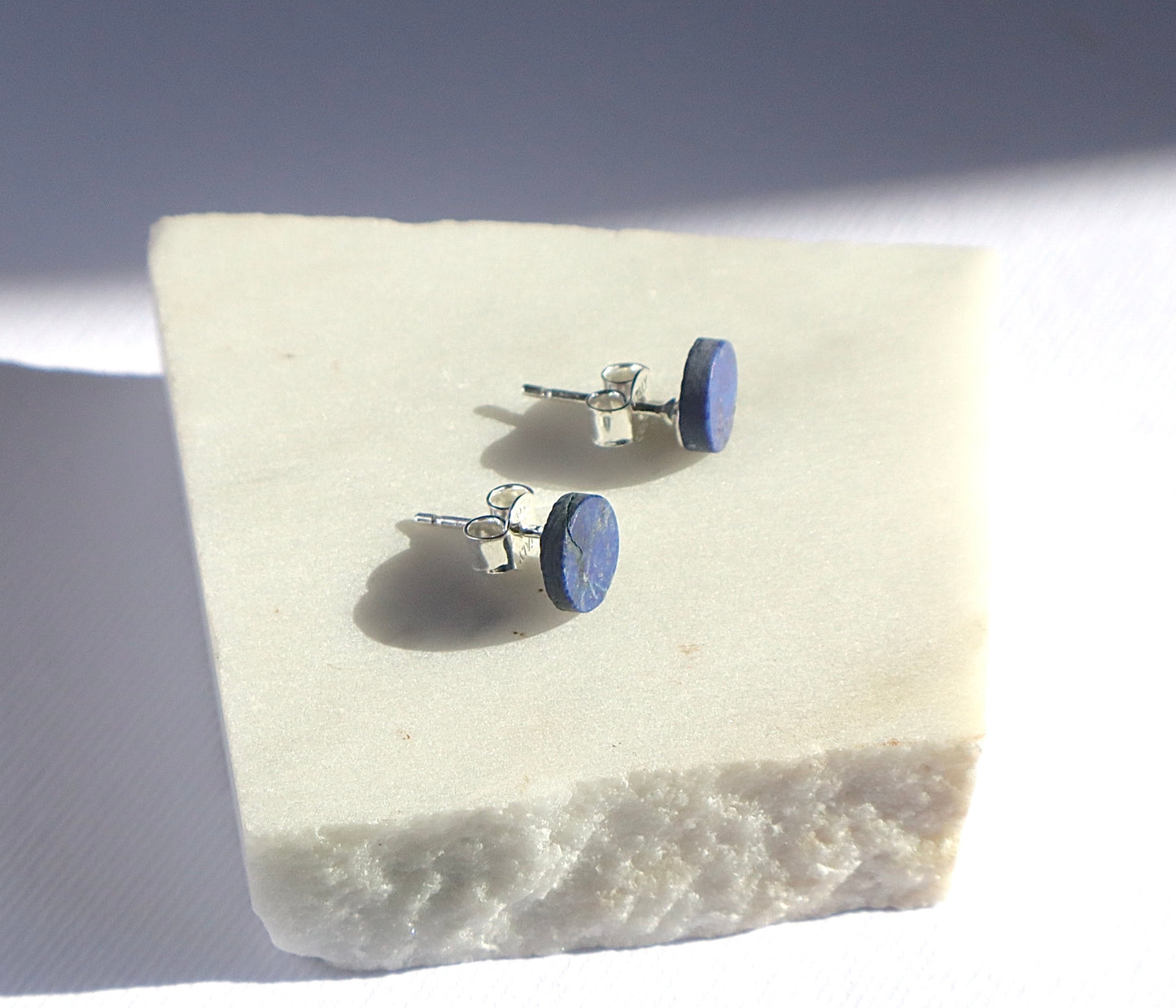 Lapis Lazuli Migraine & Tension Relief 925 Sterling Silver Stud Earrings