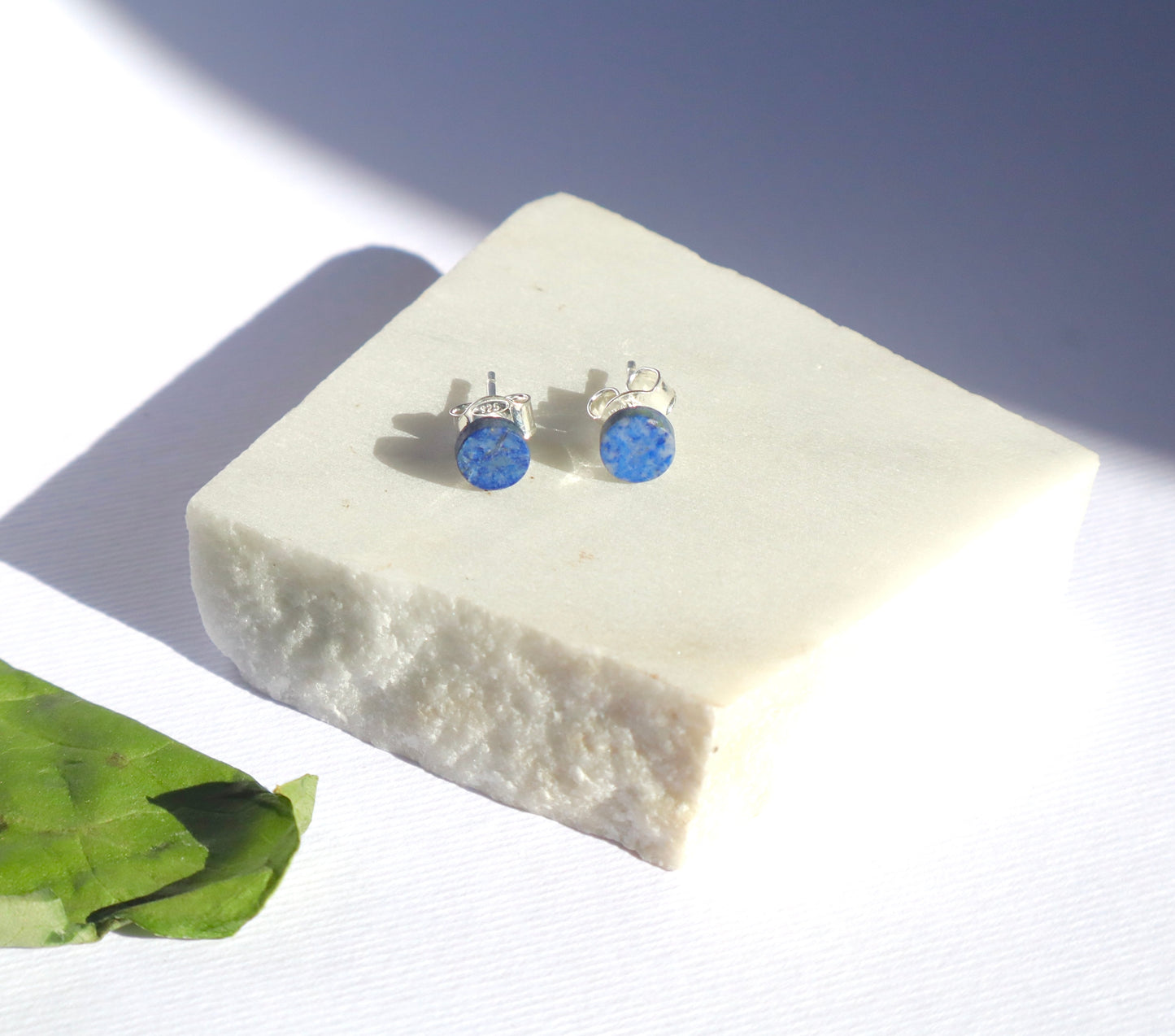 Lapis Lazuli Migraine & Tension Relief 925 Sterling Silver Stud Earrings